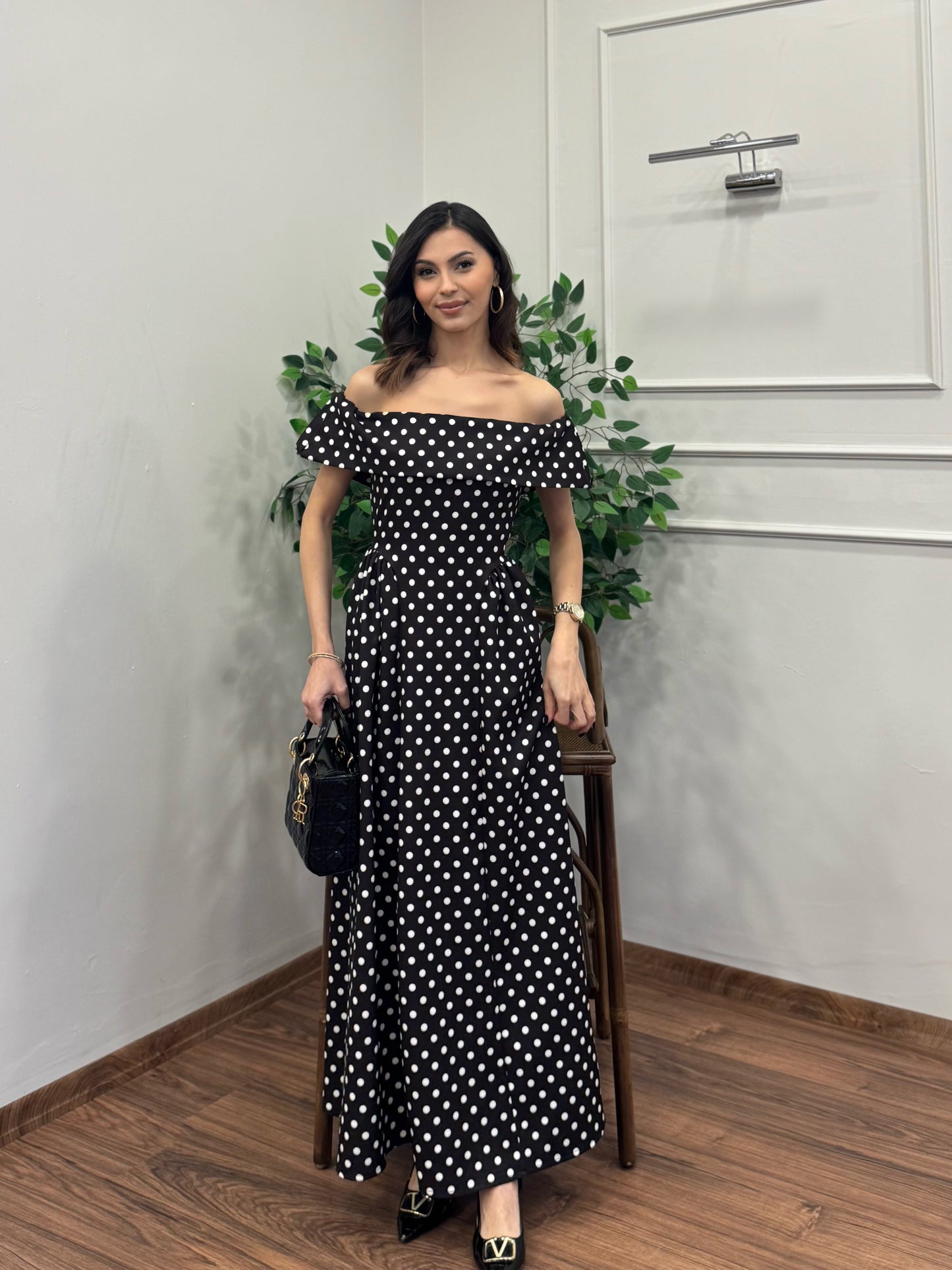 Rosalie Puantiyeli Madonna Siyah Elbise