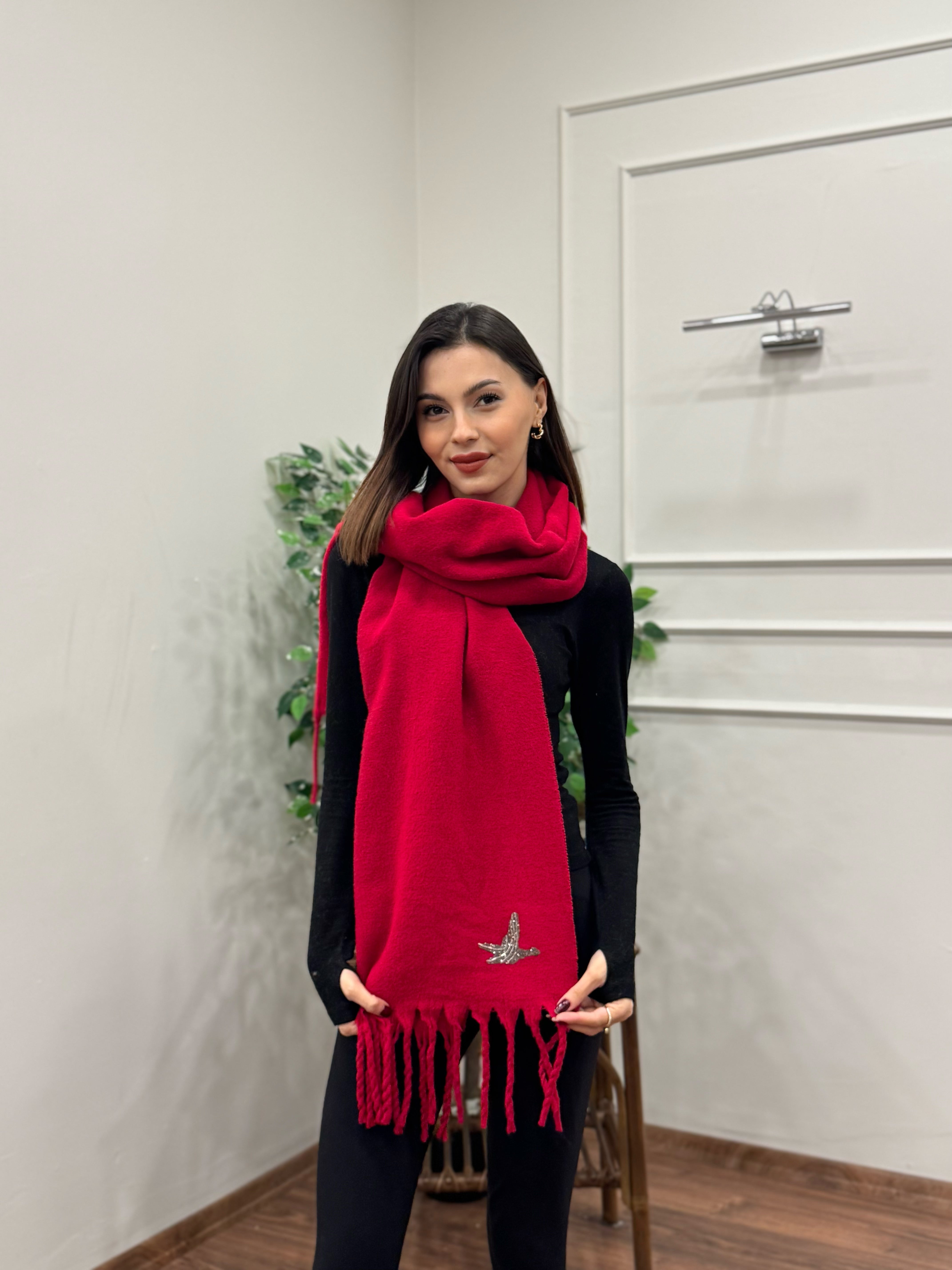 Bymn Yün Kırmızı Atkı