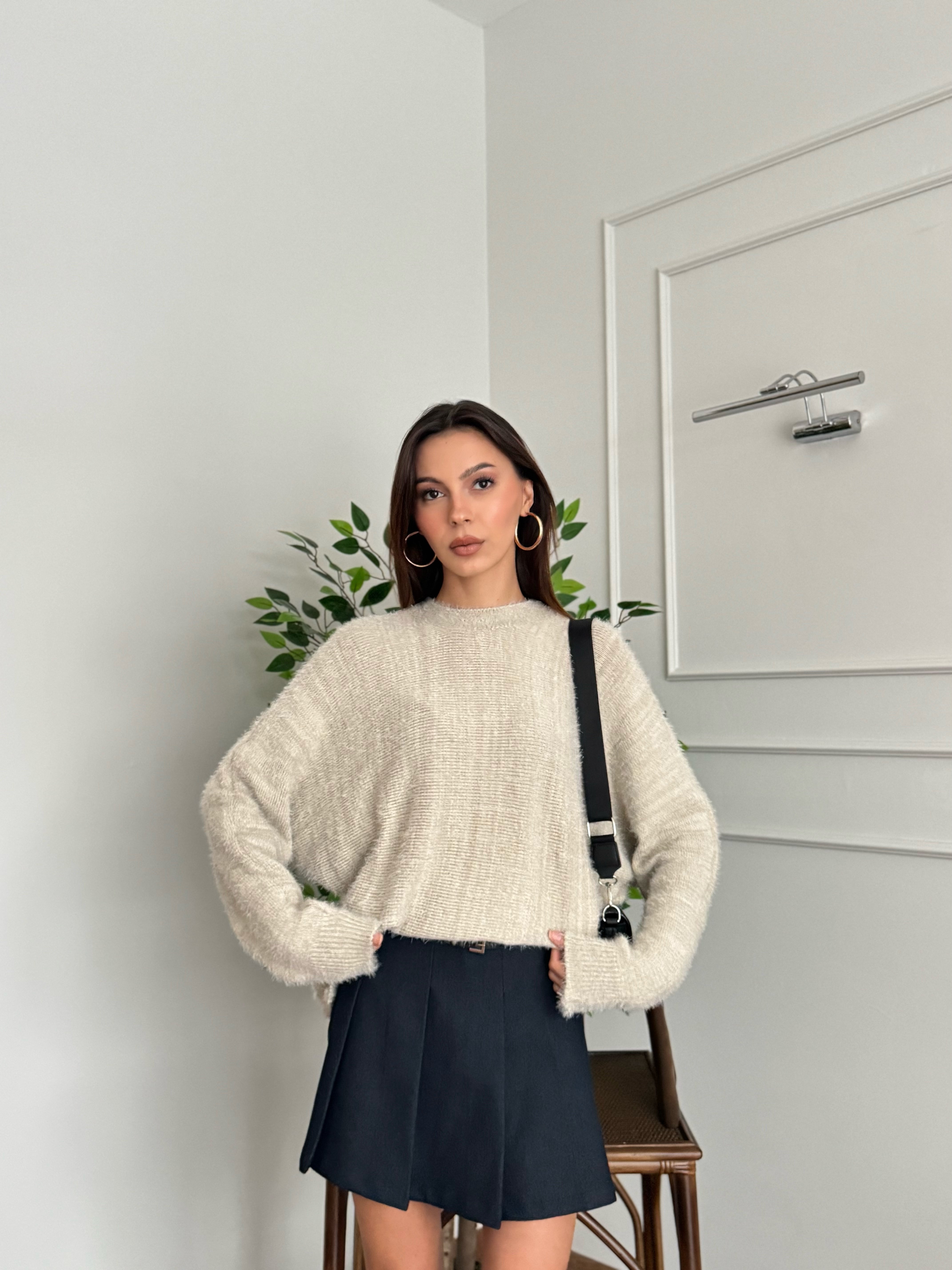 Sakallı Yarasa Kol Vizon Kazak