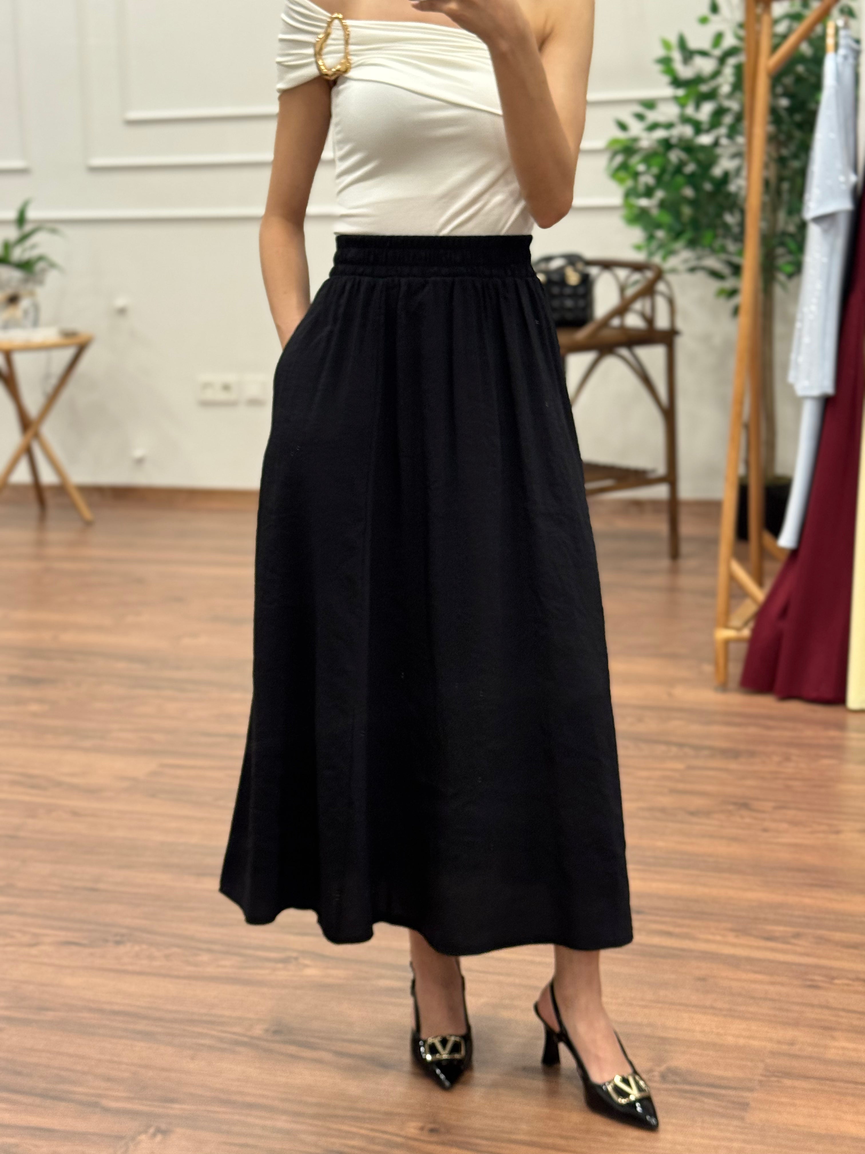 Tensel Kumaş Siyah Etek