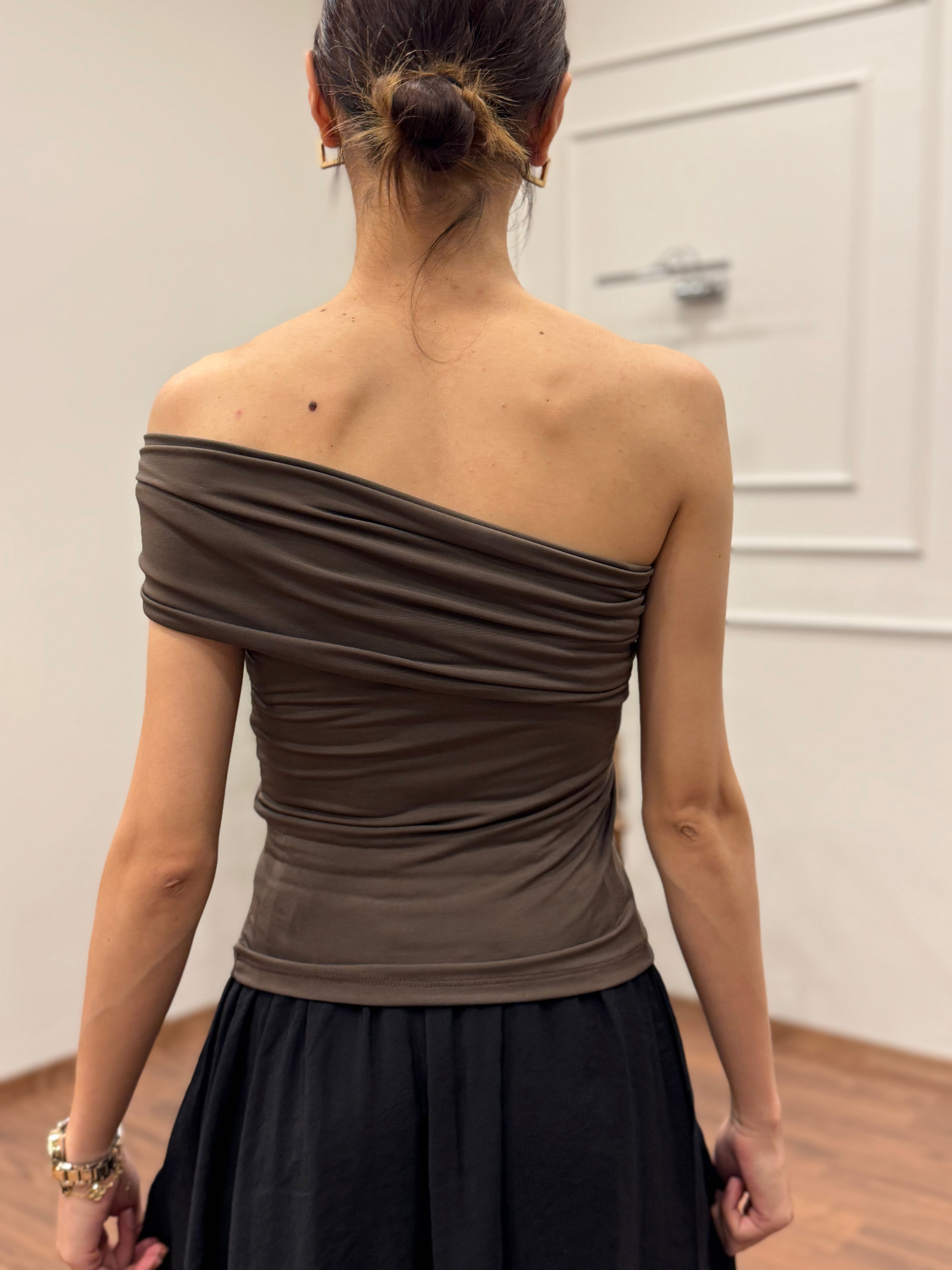 Aksesuear Detay Çift Kullanım Astarlı Kahve Bluz