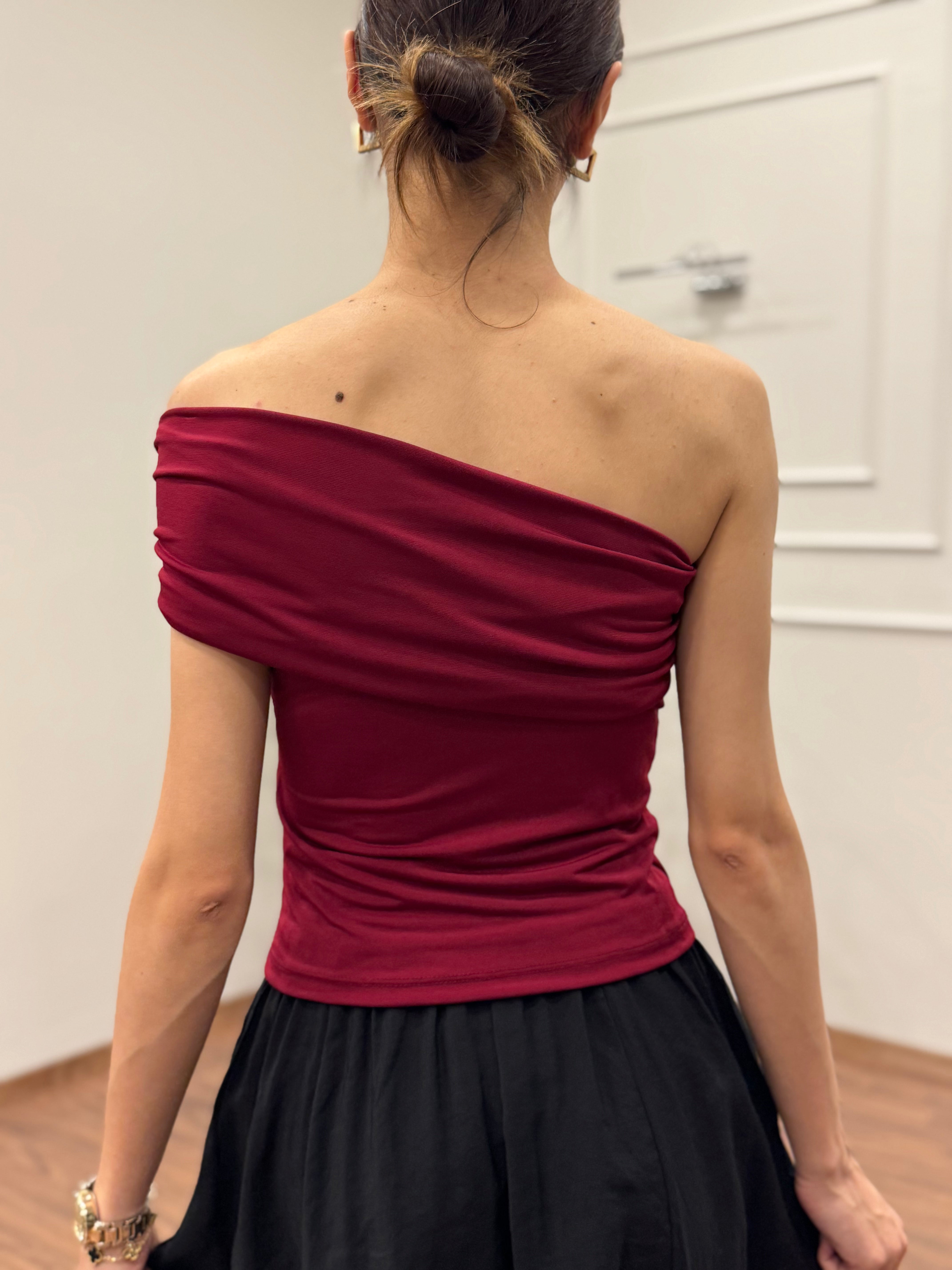 Aksesuar Detay Çift Kullanım Astarlı  Bordo Bluz