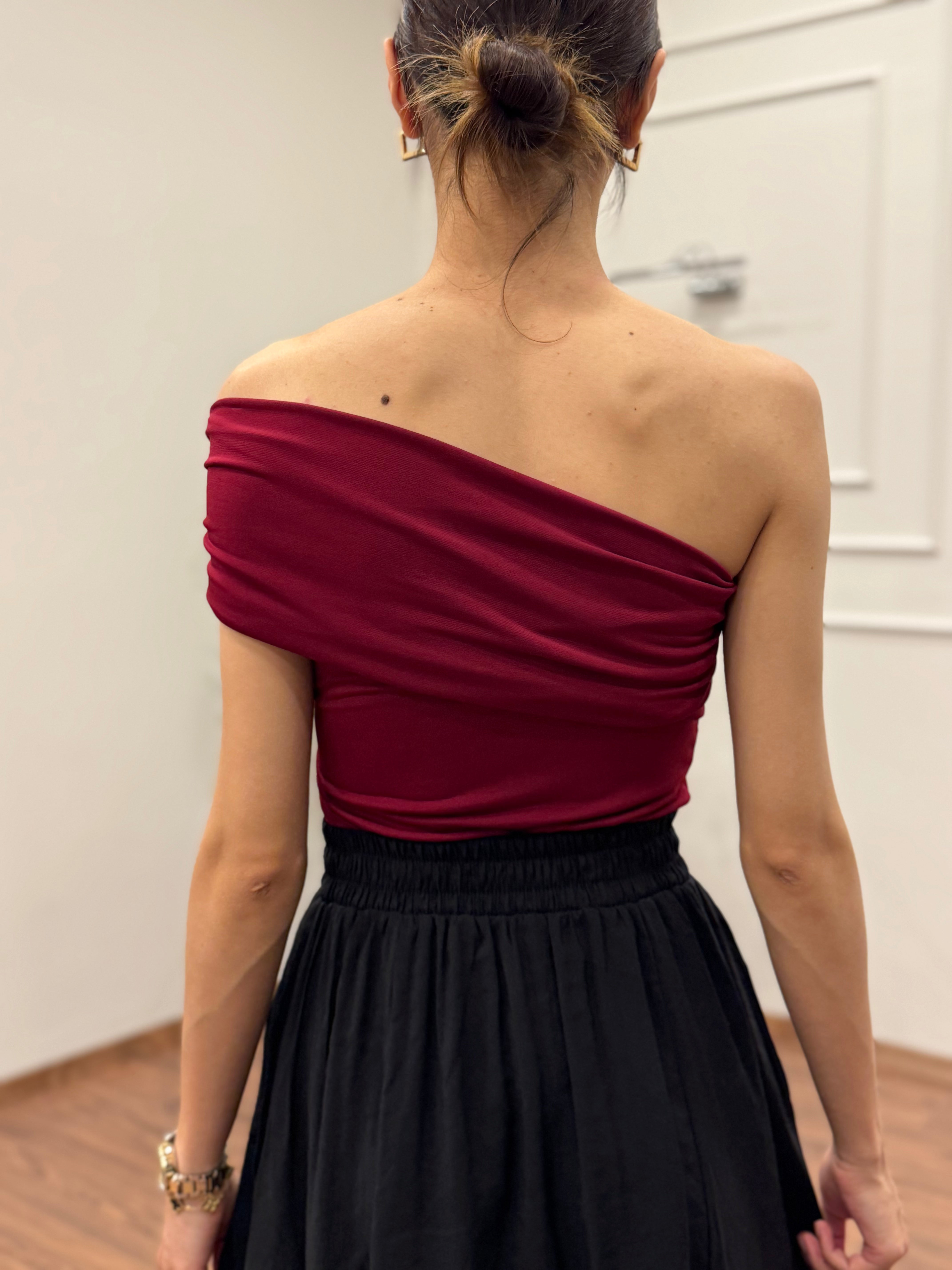 Aksesuar Detay Çift Kullanım Astarlı  Bordo Bluz