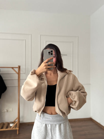 Vina Pensli Bej Kaşe Bomber Ceket