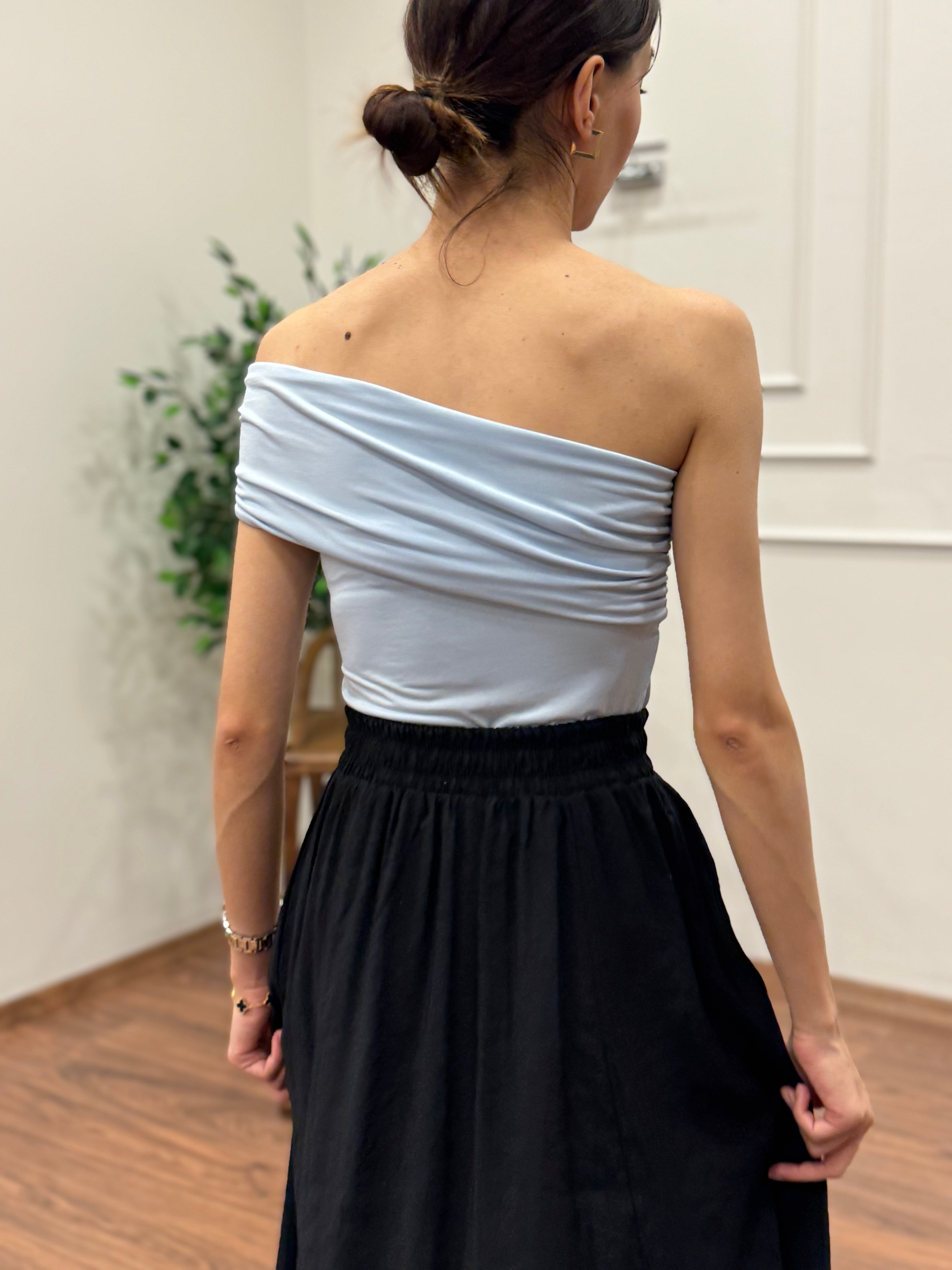 Aksesuar Detay Çift Kullanım Astarlı Bebe Mavisi Bluz