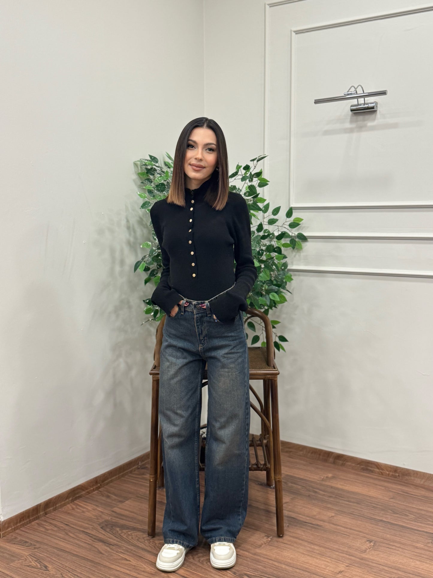Wide Leg Acı Kahve Yıkamalı Jean