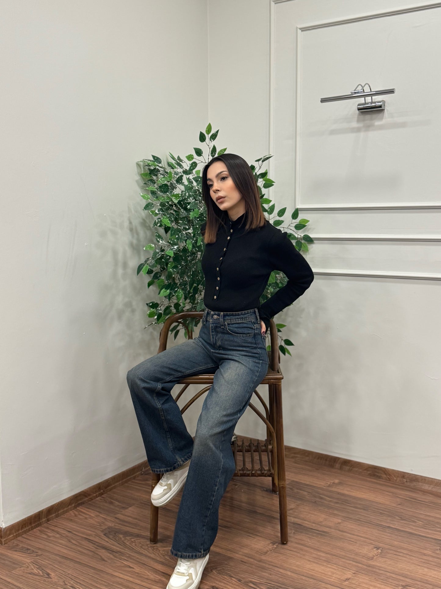 Wide Leg Acı Kahve Yıkamalı Jean