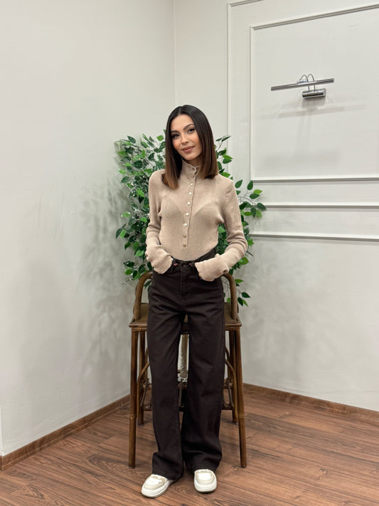 Wide Leg Kahverengi Jean