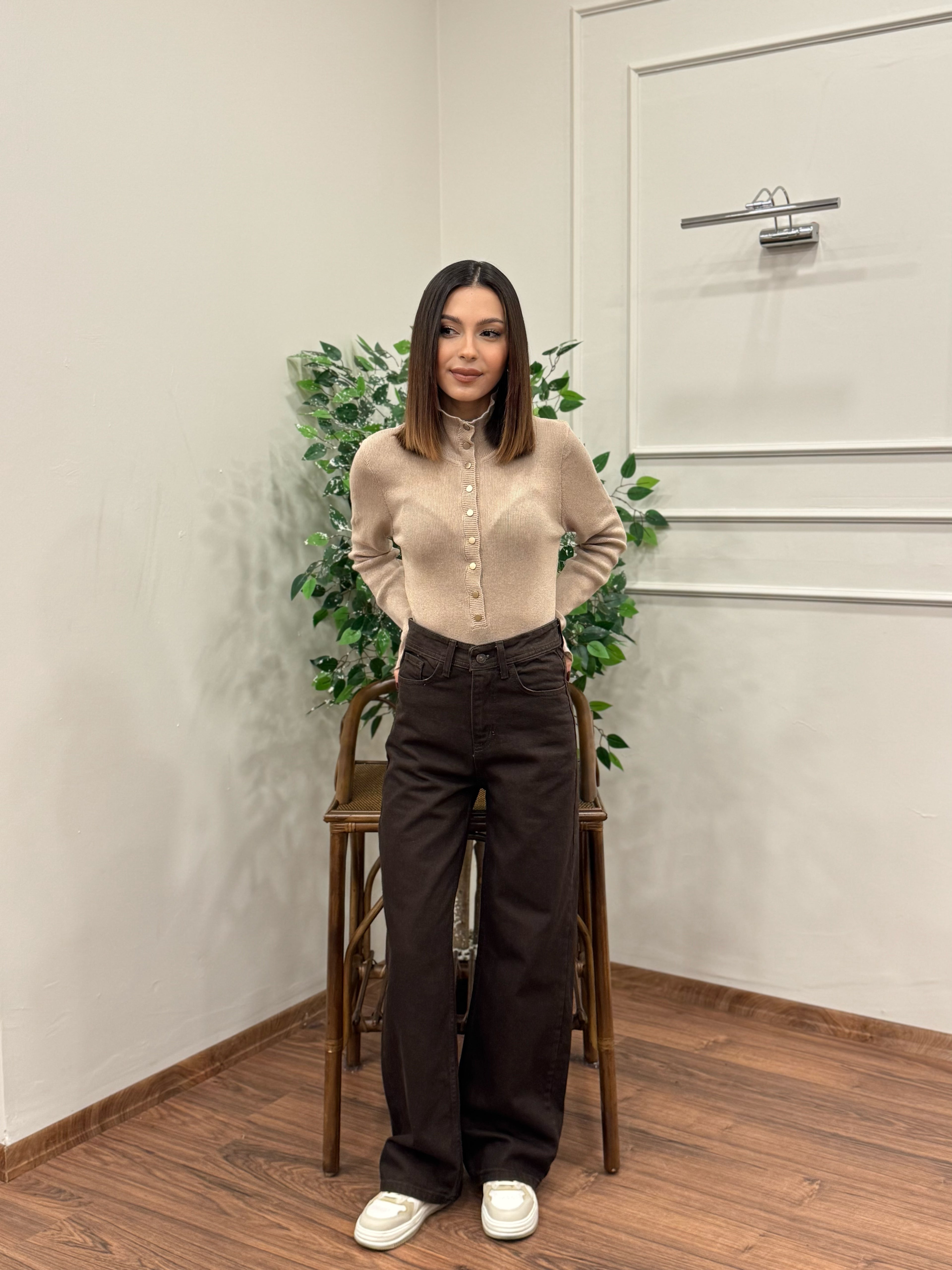 Wide Leg Kahverengi Jean