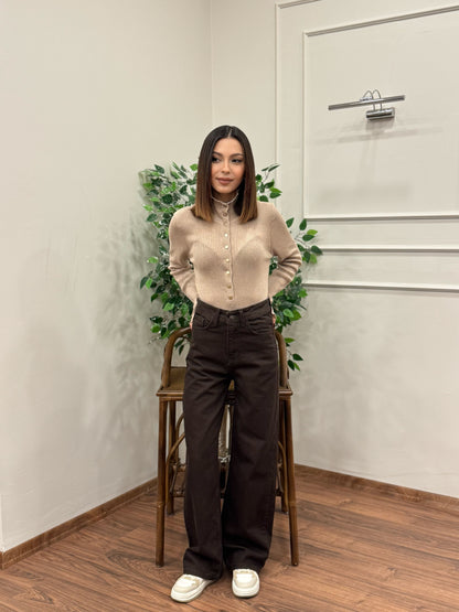 Wide Leg Kahverengi Jean