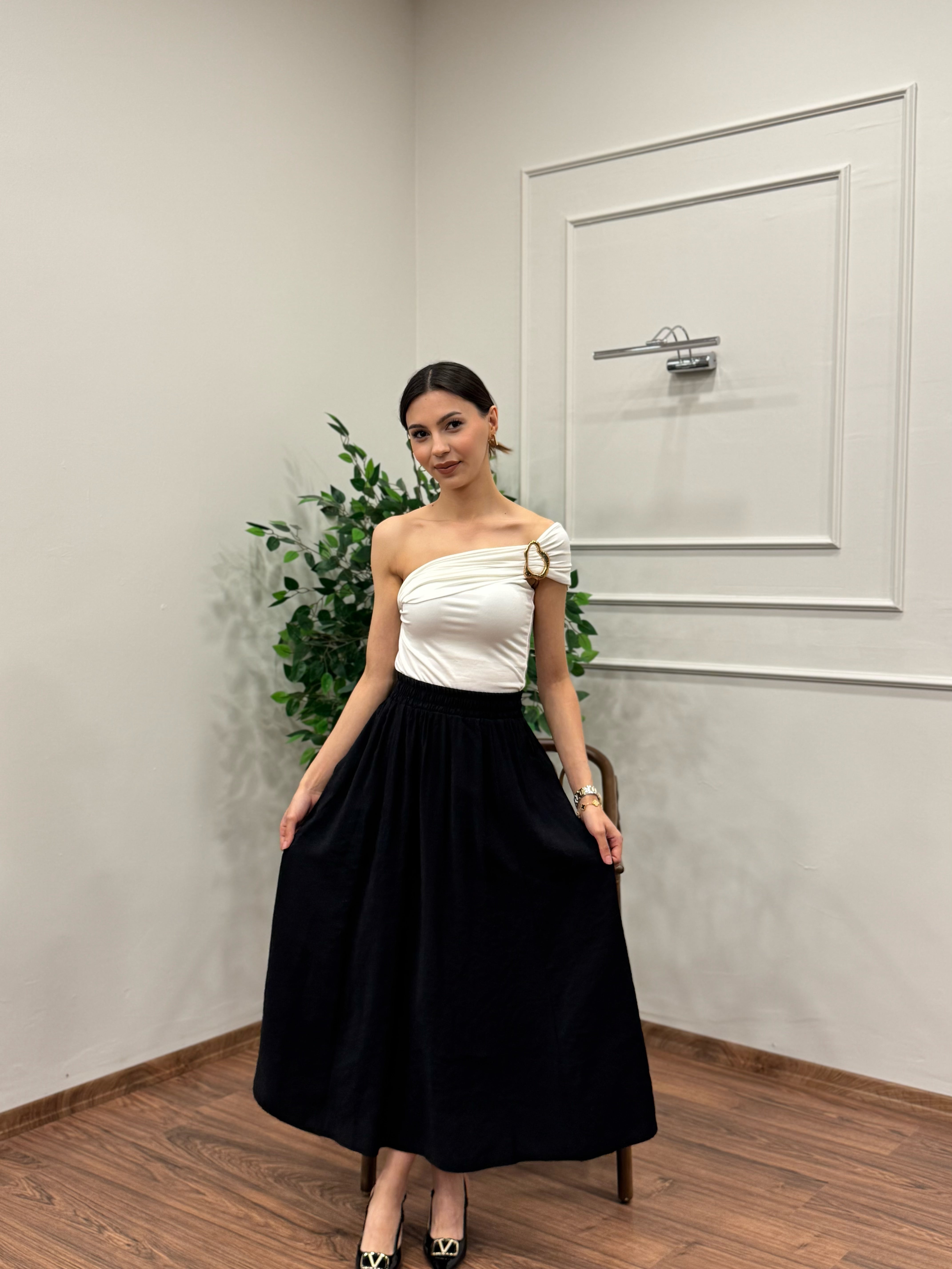 Tensel Kumaş Siyah Etek