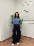 Wide Leg Lacivert Jean