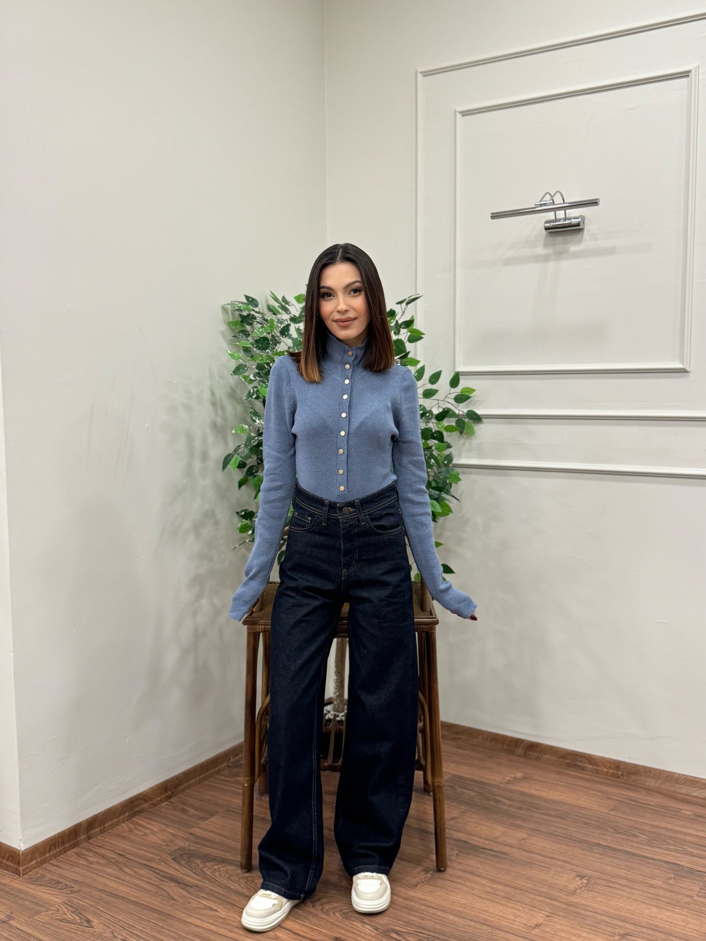 Wide Leg Lacivert Jean