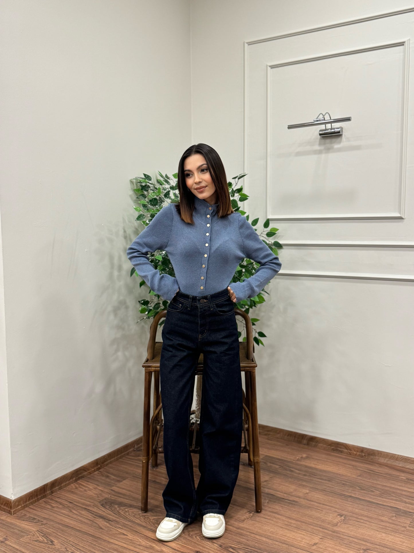 Wide Leg Lacivert Jean