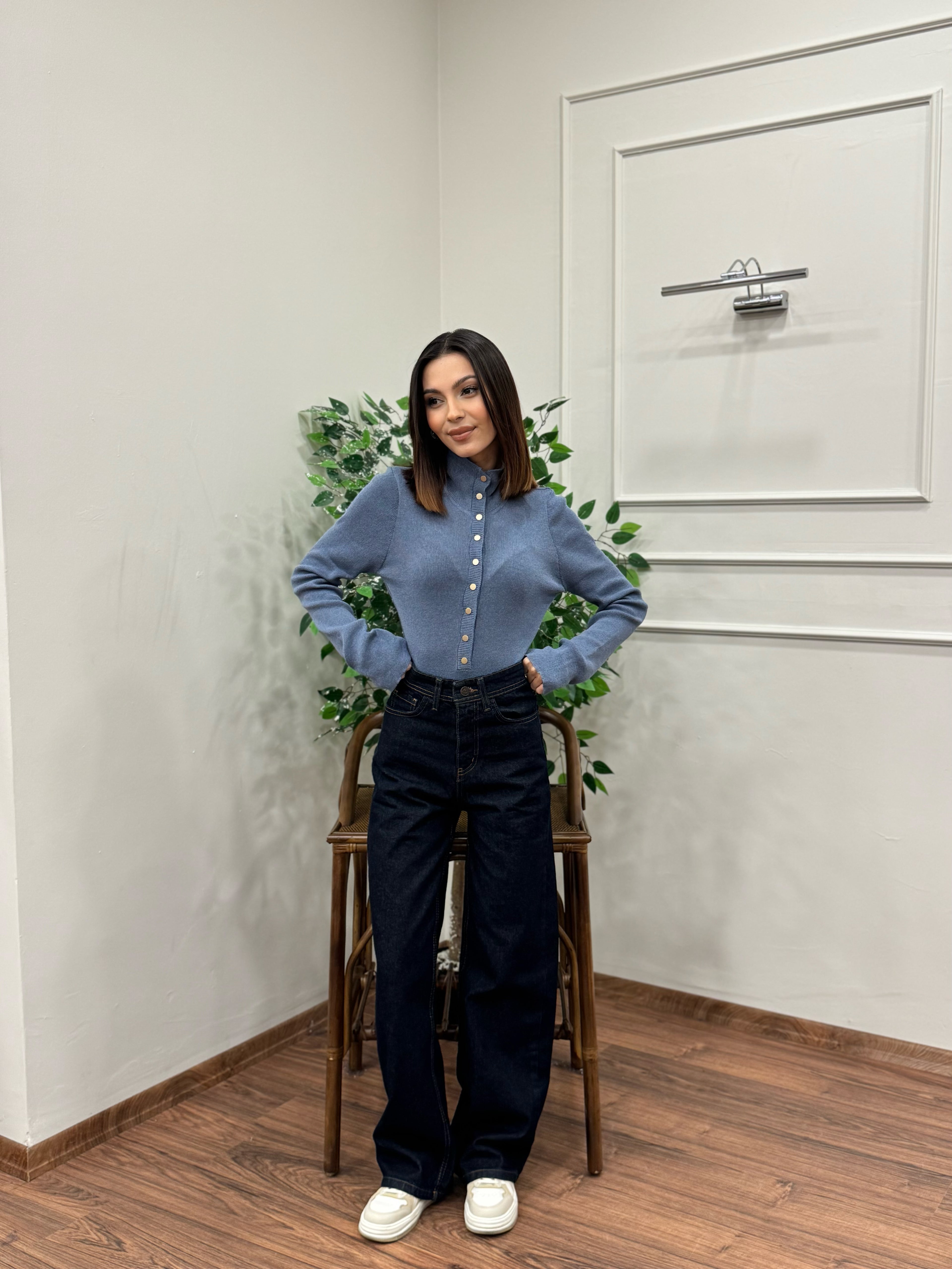 Wide Leg Lacivert Jean