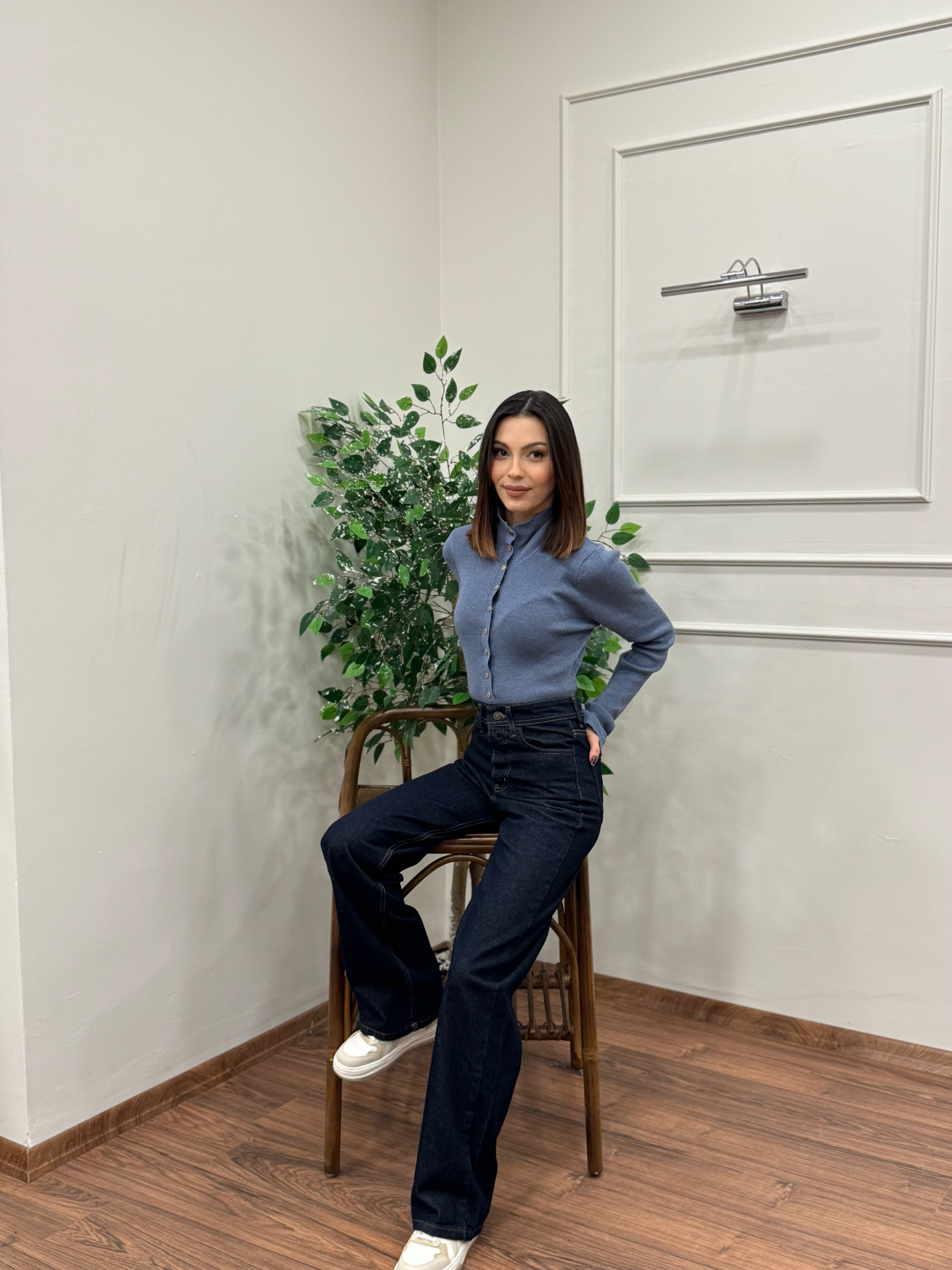 Wide Leg Lacivert Jean