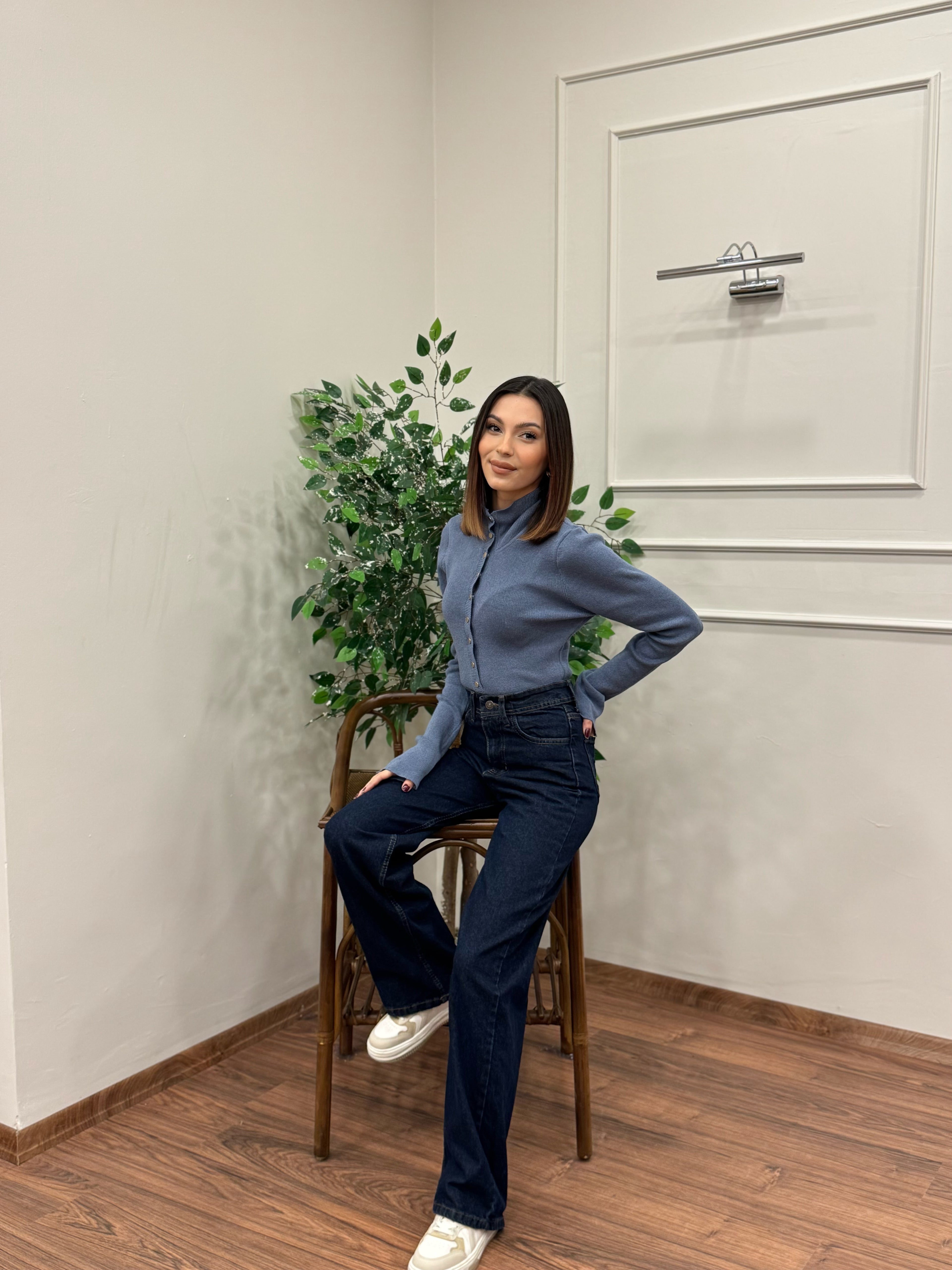 Wide Leg Lacivert Jean