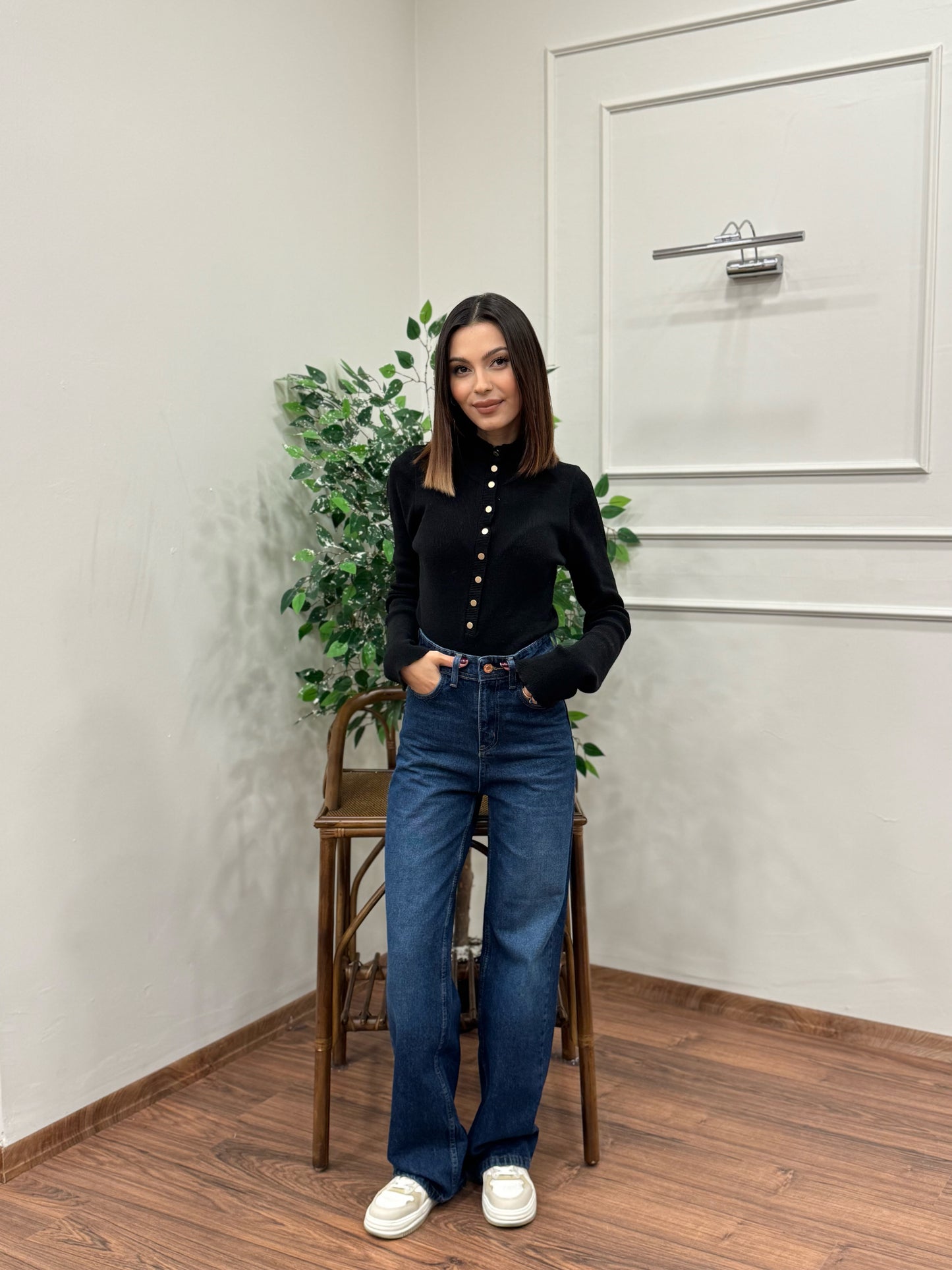 Wide Leg Açık Lacivert Jean