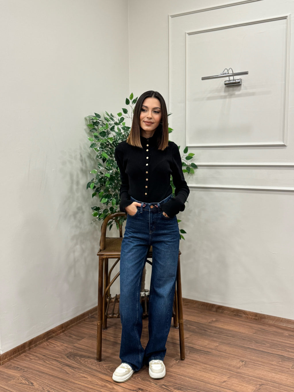 Wide Leg Açık Lacivert Jean