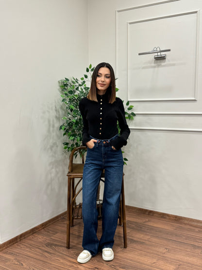 Wide Leg Açık Lacivert Jean