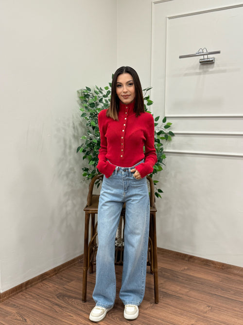 Wide Leg Buz Mavi Jean