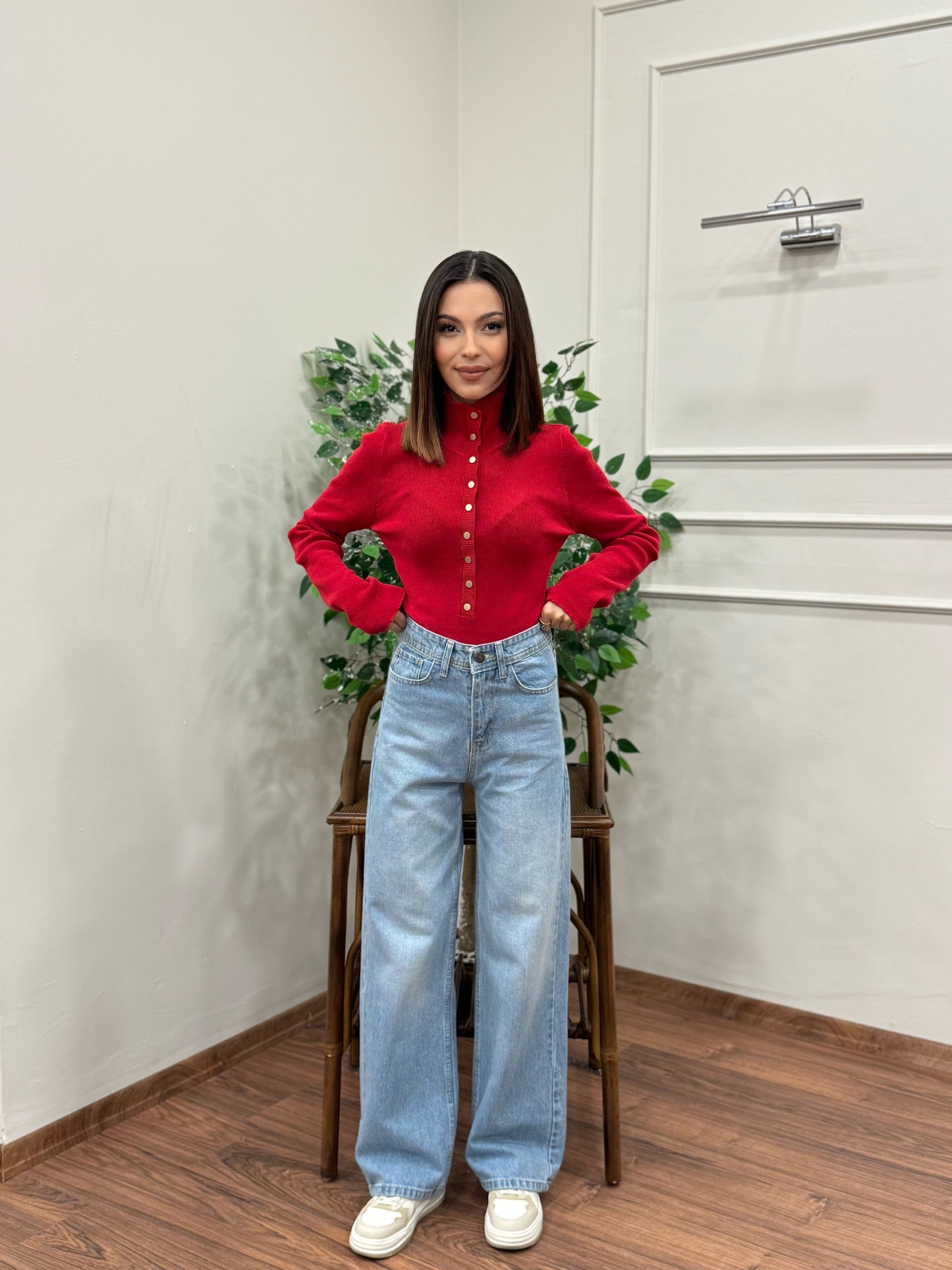 Wide Leg Buz Mavi Jean