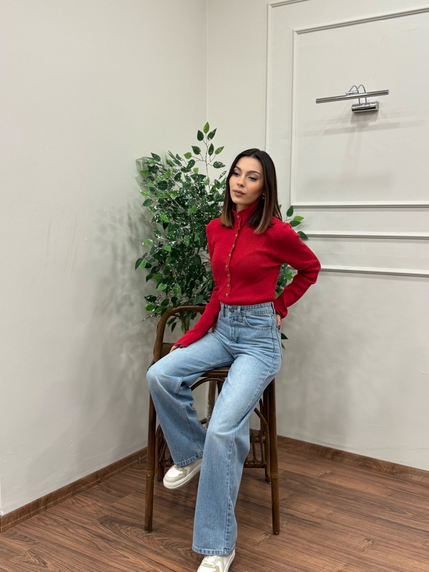 Wide Leg Buz Mavi Jean