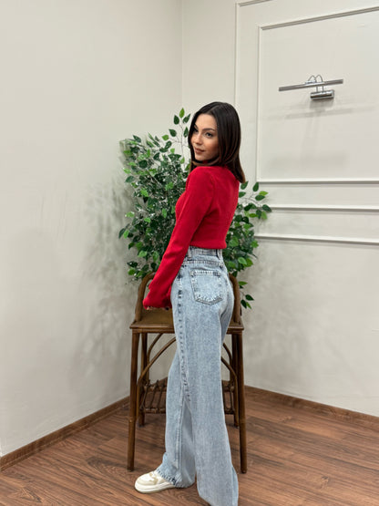 Wide Leg Kar Yıkamalı Jean