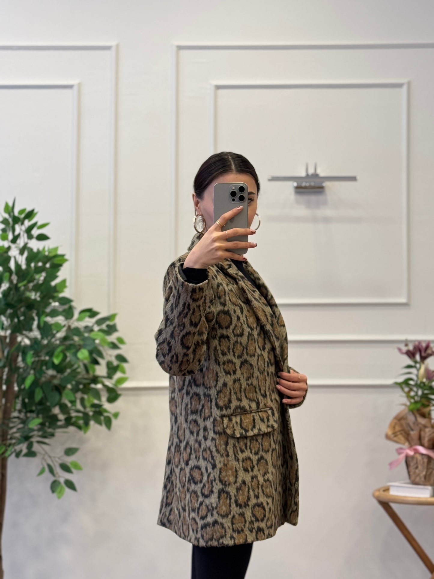 Leopar Desen Blazer Ceket