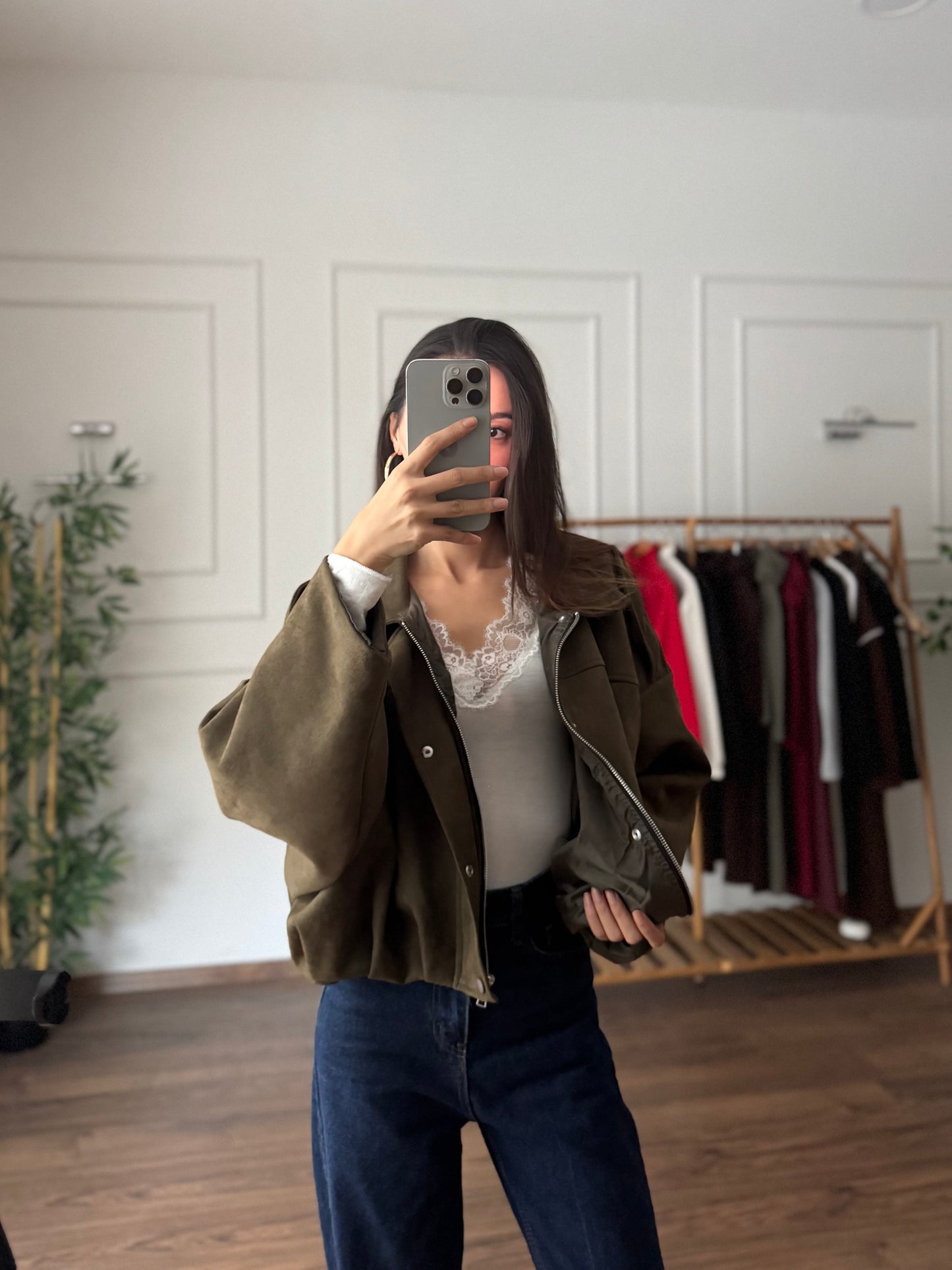 ZR Elya Süet Apoletli Bomber Haki Ceket