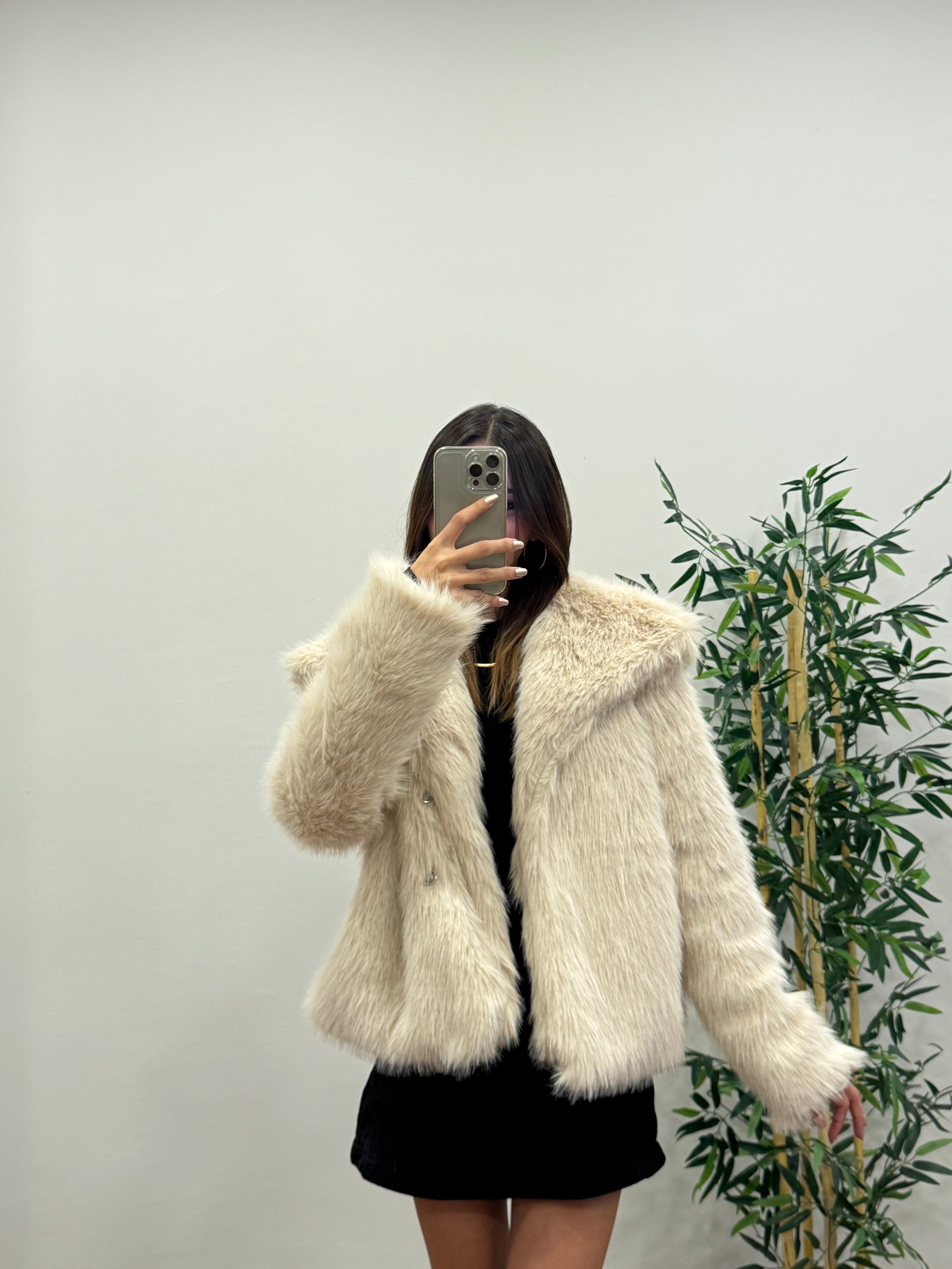 Bej Astarlı Cepli Premium Kürk