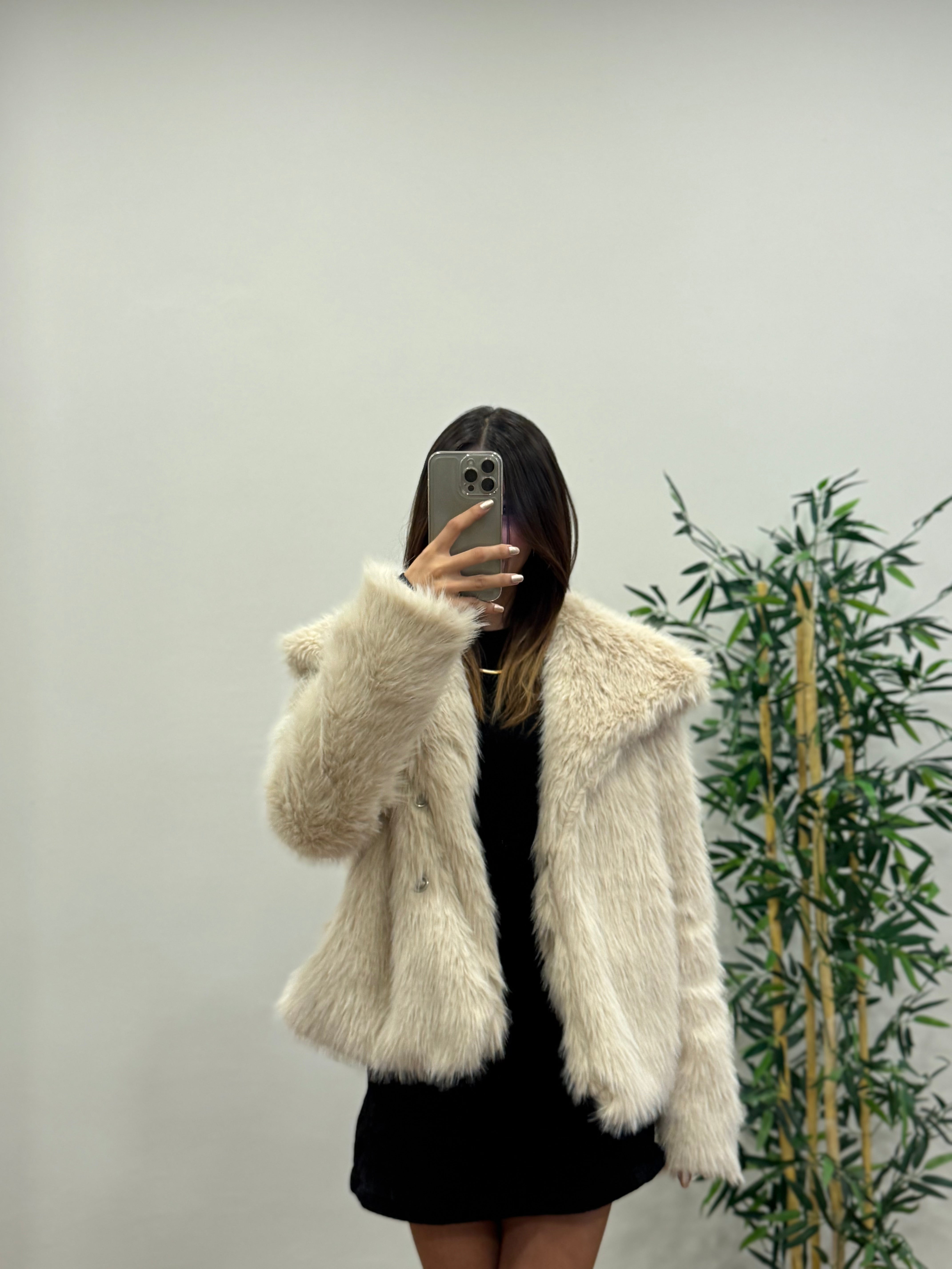 Bej Astarlı Cepli Premium Kürk