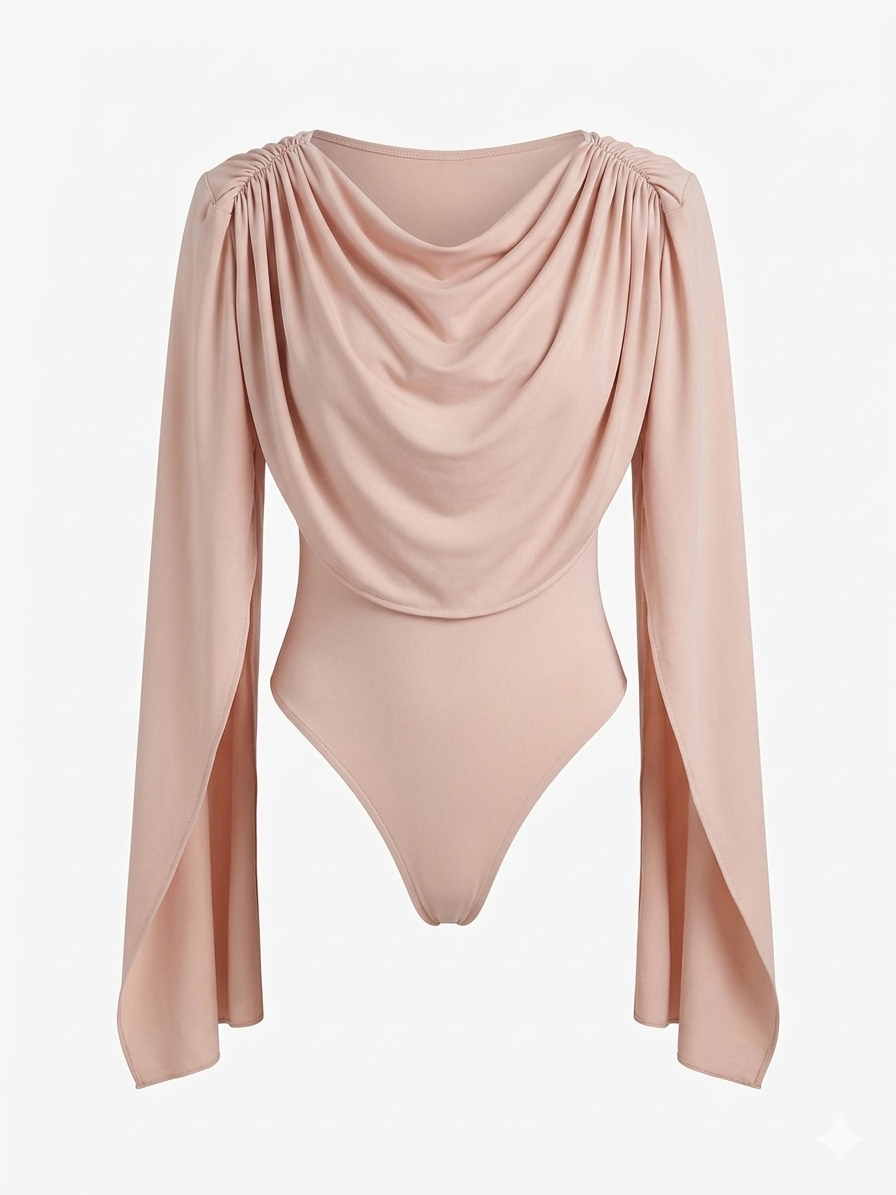 Layla Pelerinli Pudra Bodysuit