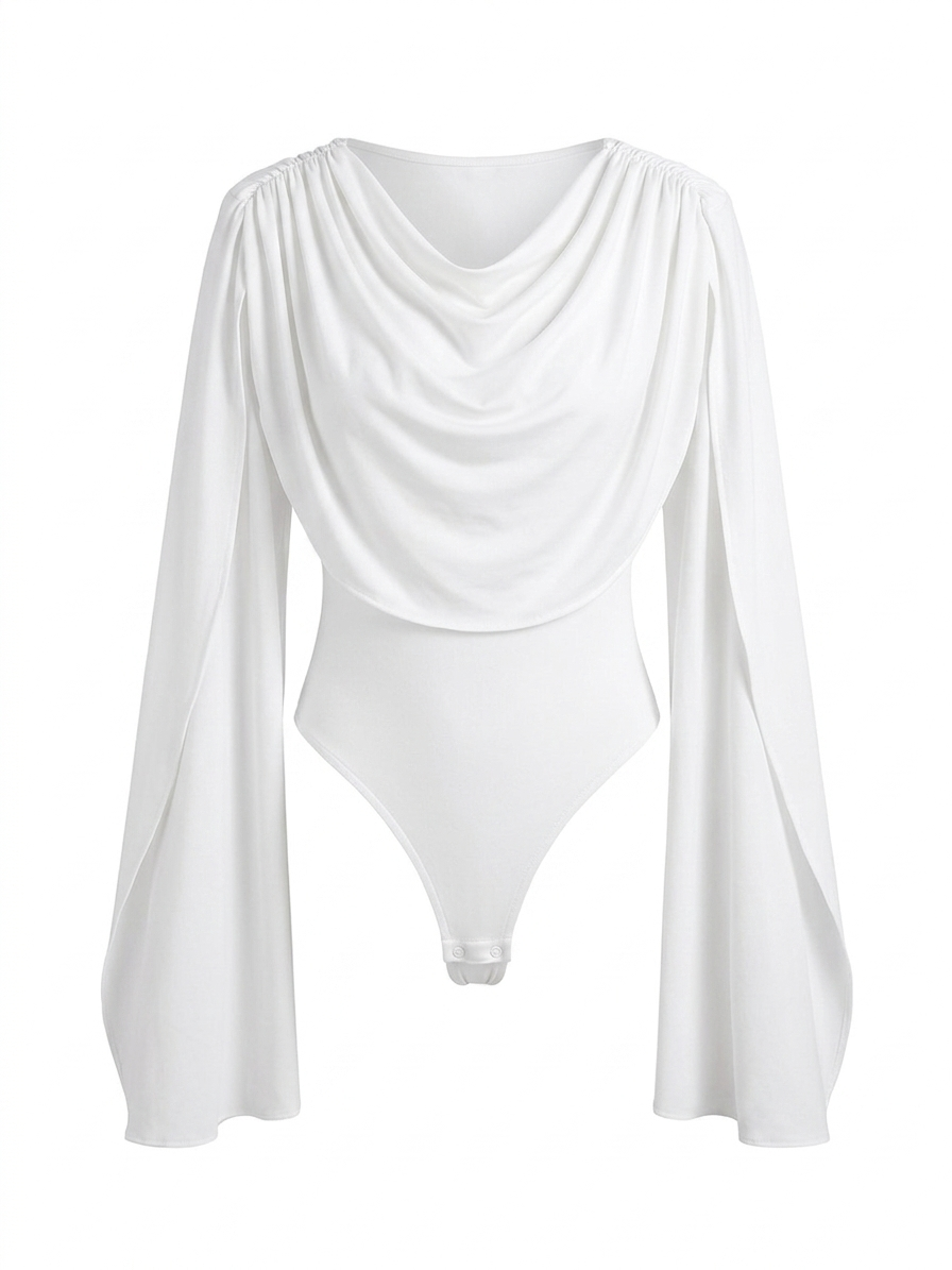 Layla Pelerinli Beyaz Bodysuit