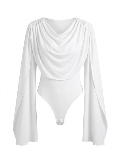 Layla Pelerinli Beyaz Bodysuit