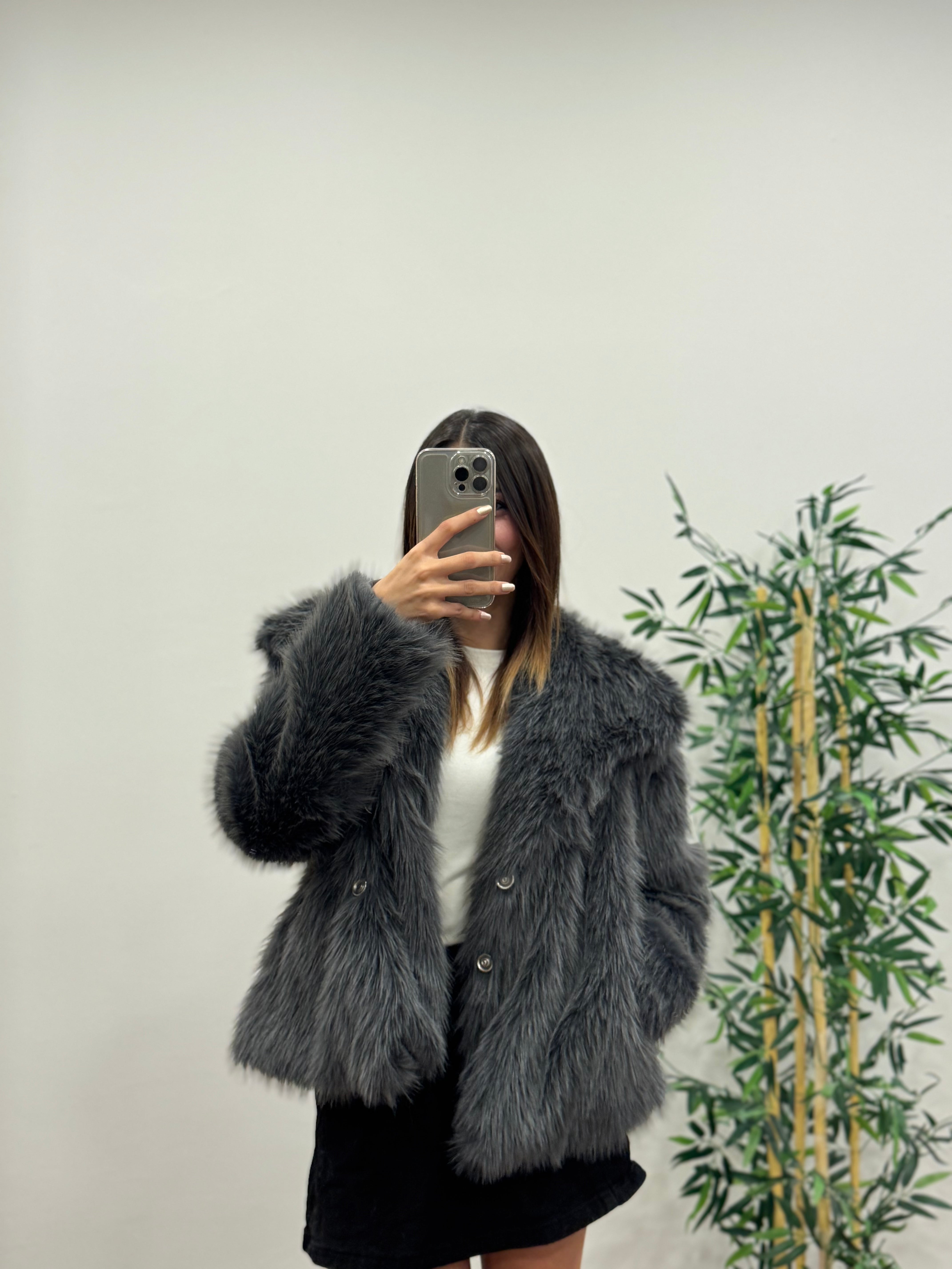 Antrasit Astarlı Cepli Premium Kürk