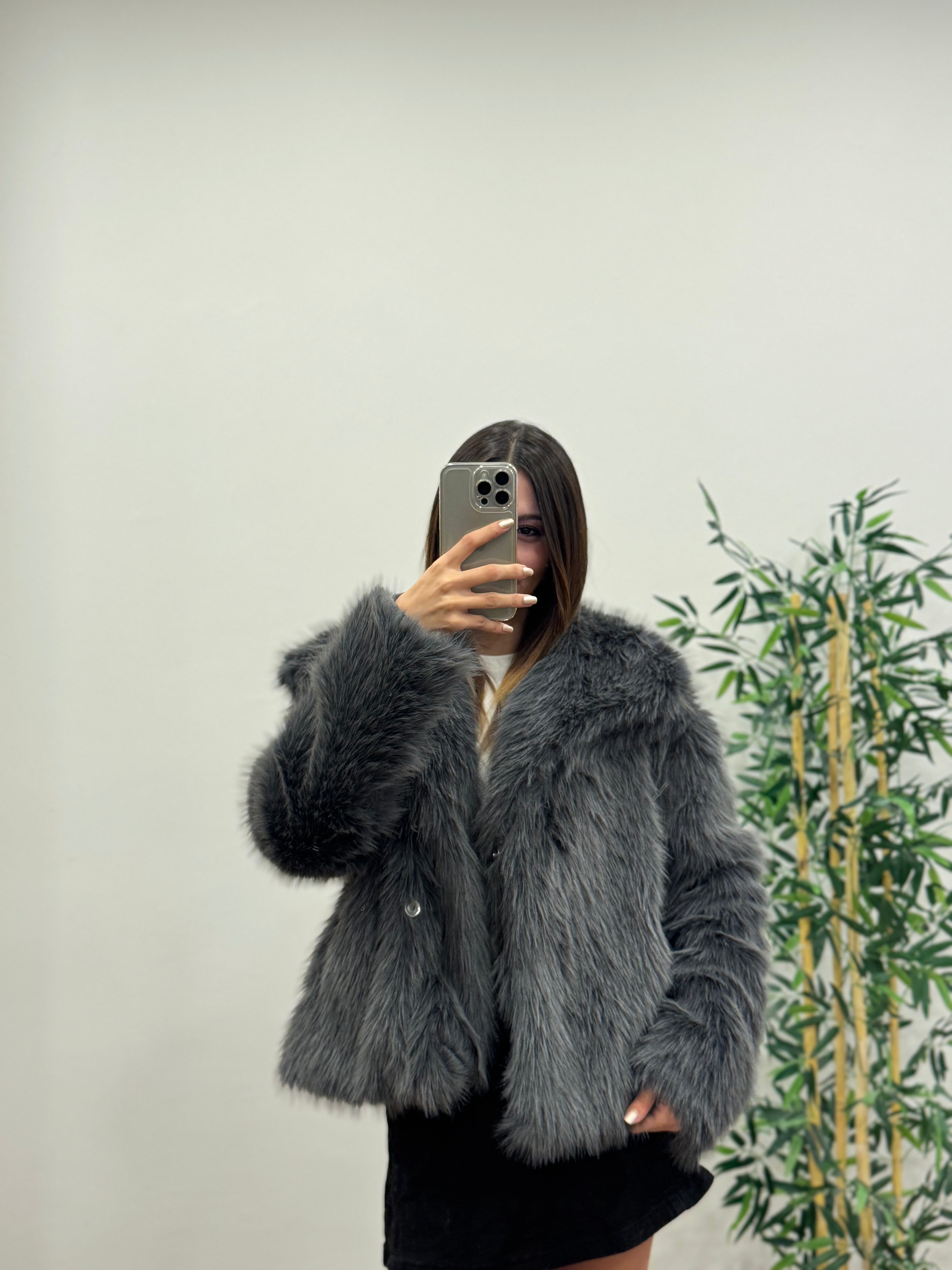 Antrasit Astarlı Cepli Premium Kürk