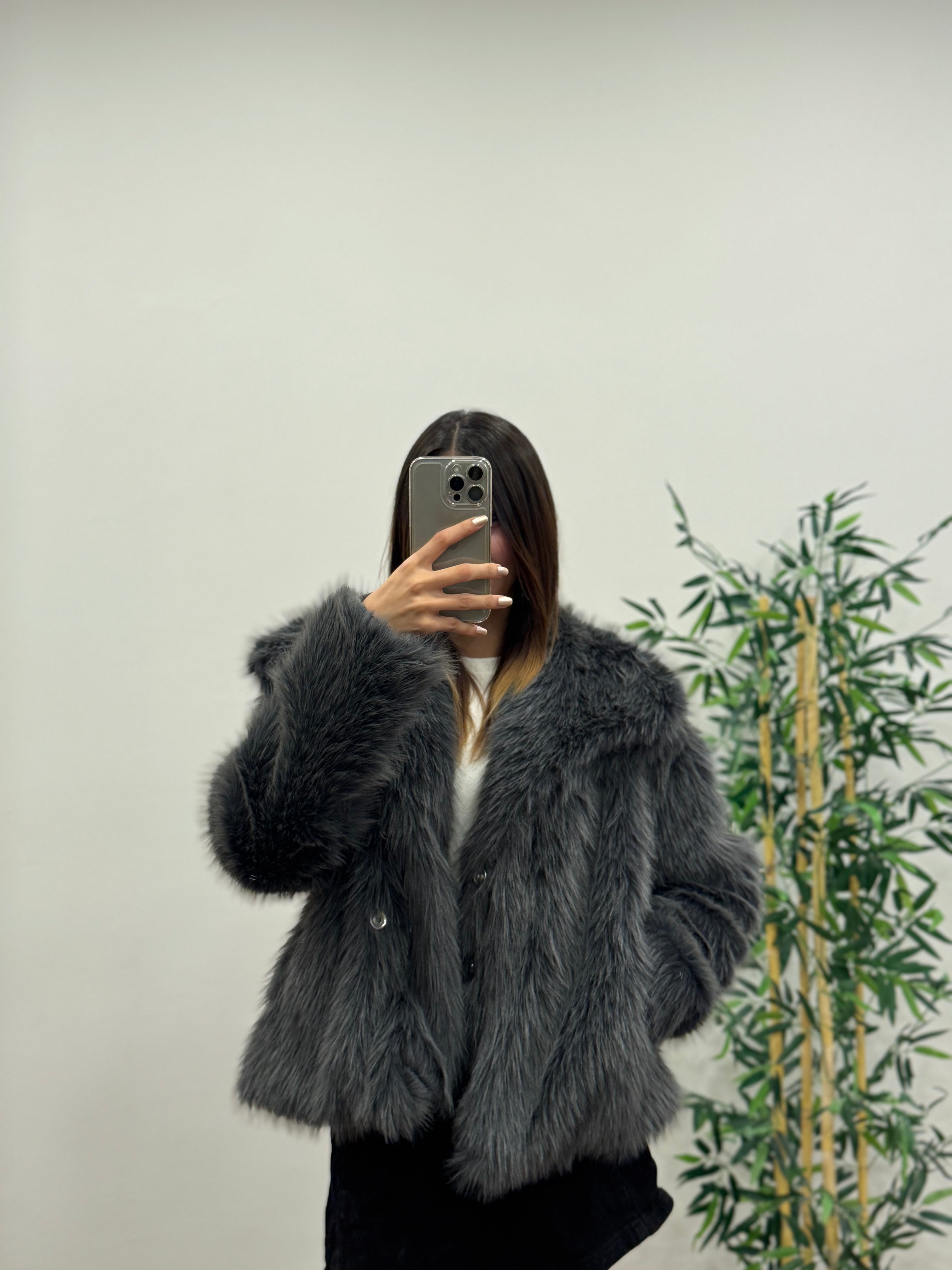 Antrasit Astarlı Cepli Premium Kürk