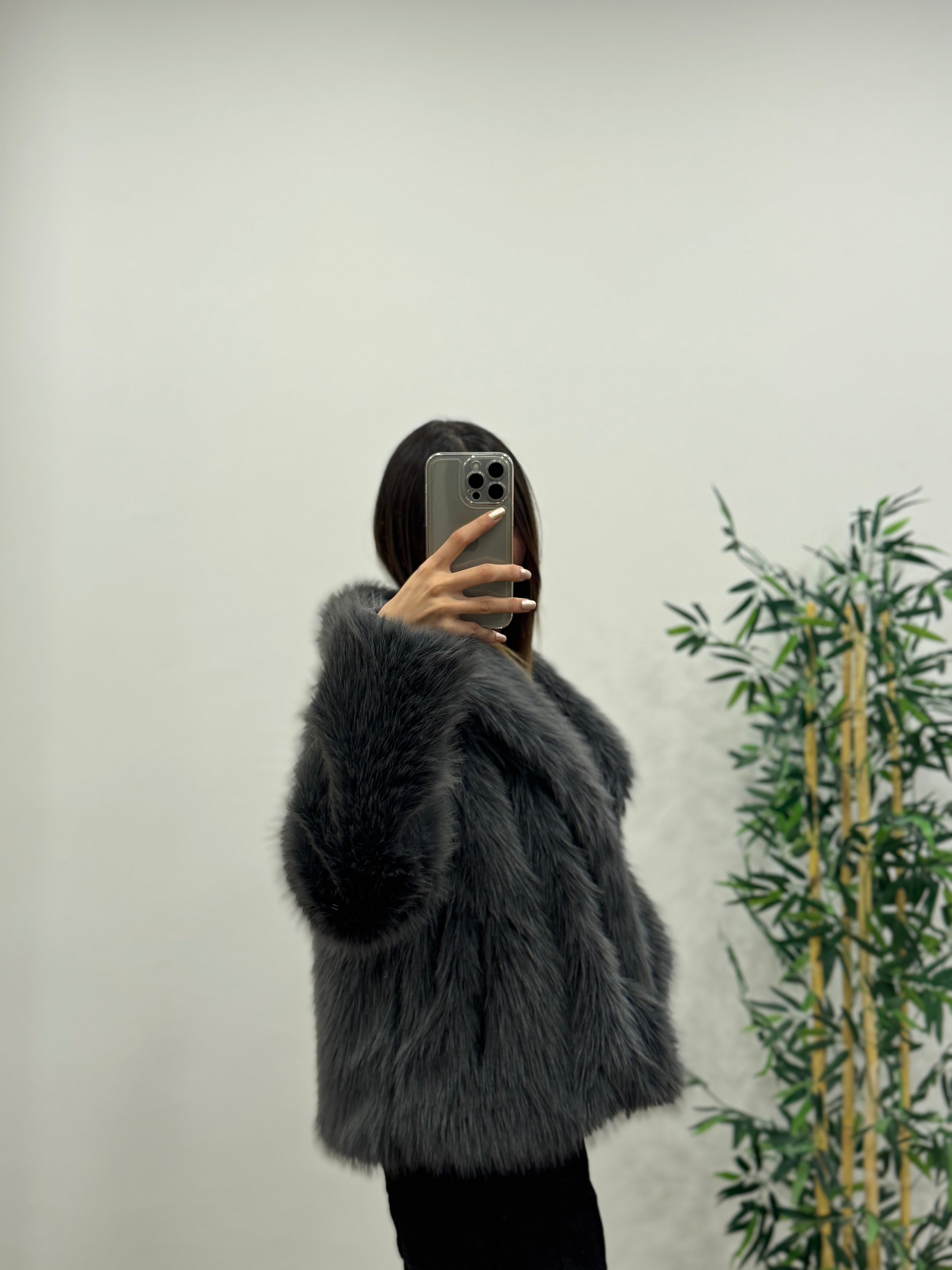 Antrasit Astarlı Cepli Premium Kürk