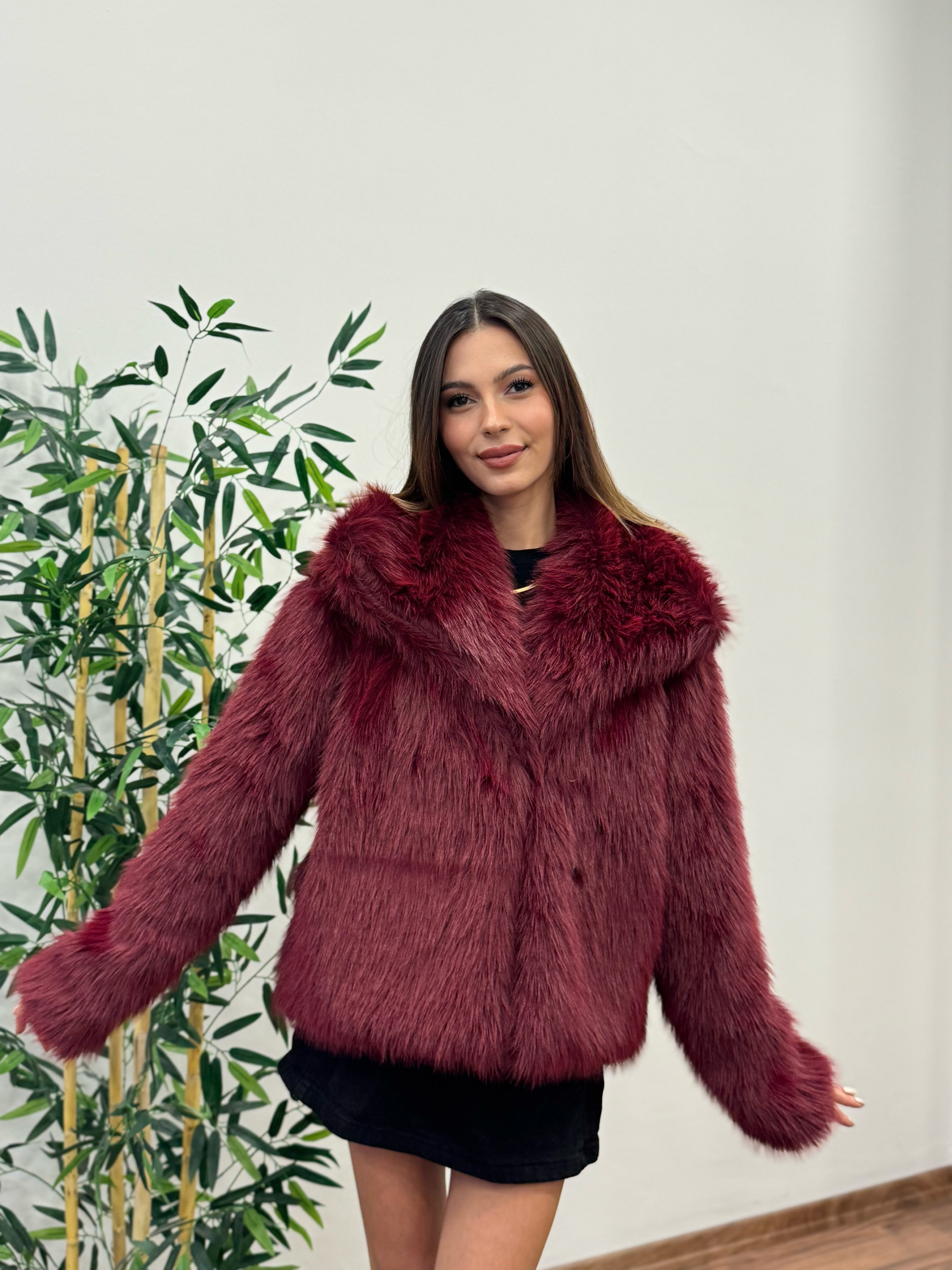 Bordo Astarlı Cepli Premium Kürk