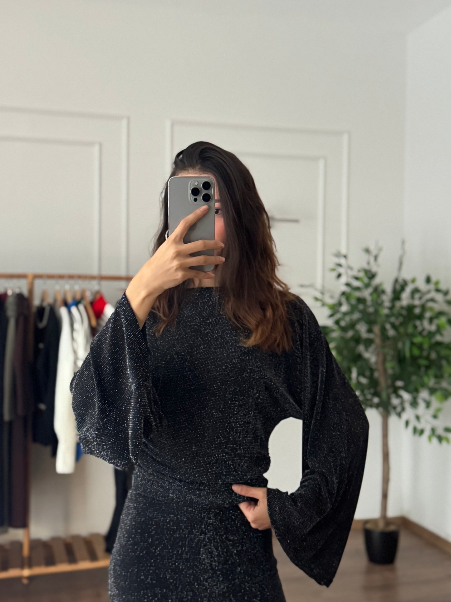Starlight Bluz Pantolon Siyah Simli Takım
