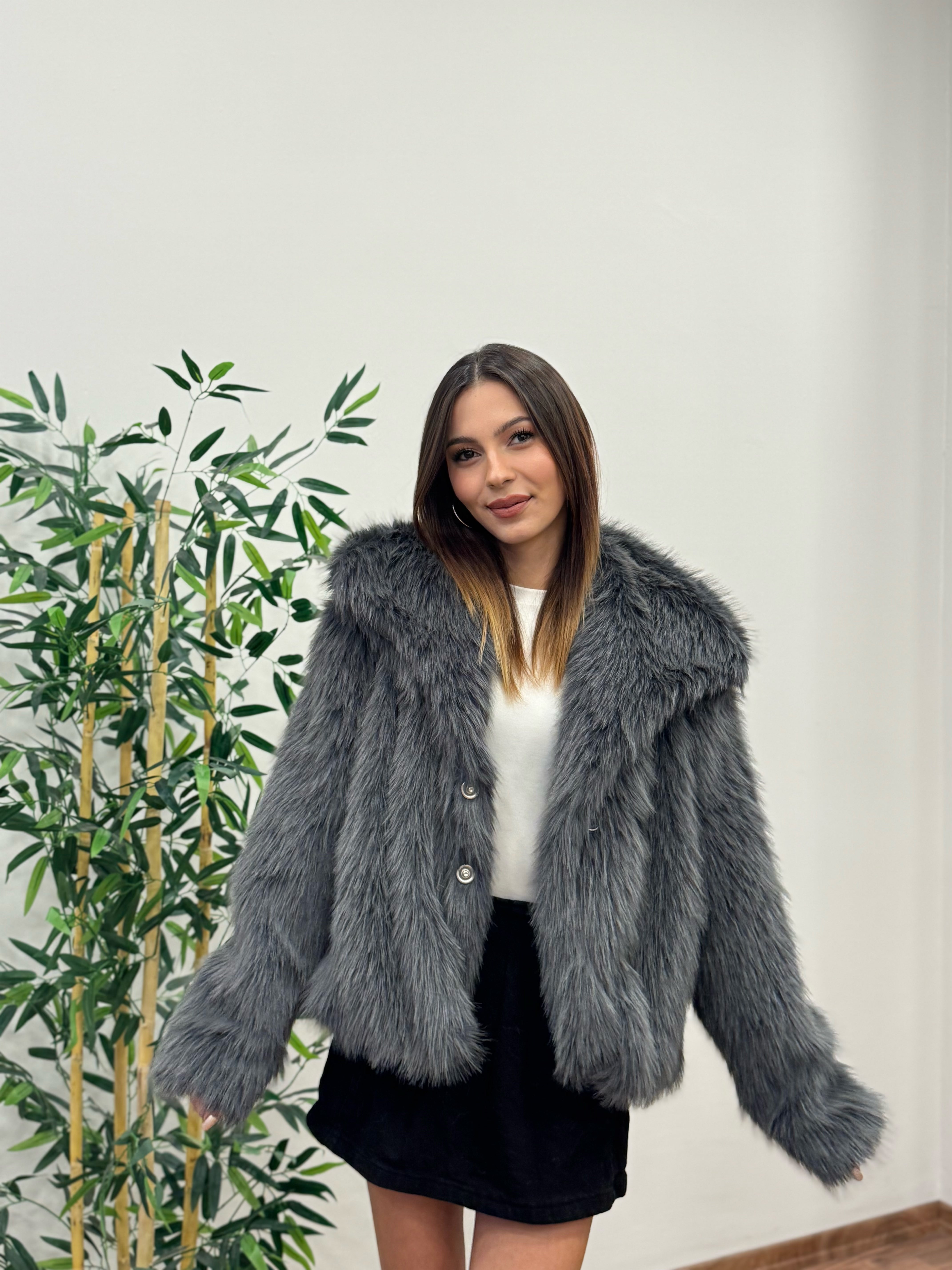 Antrasit Astarlı Cepli Premium Kürk