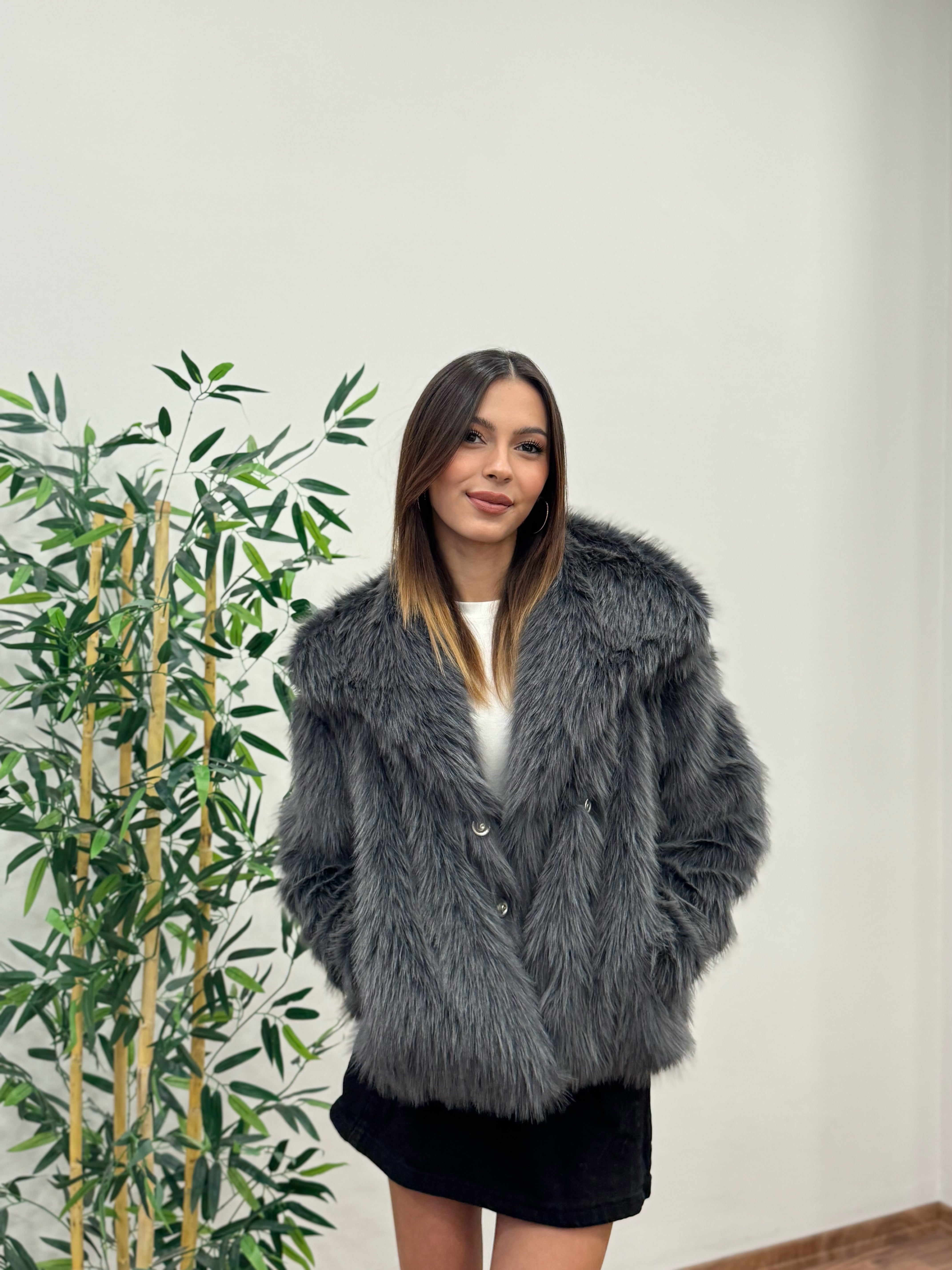 Antrasit Astarlı Cepli Premium Kürk