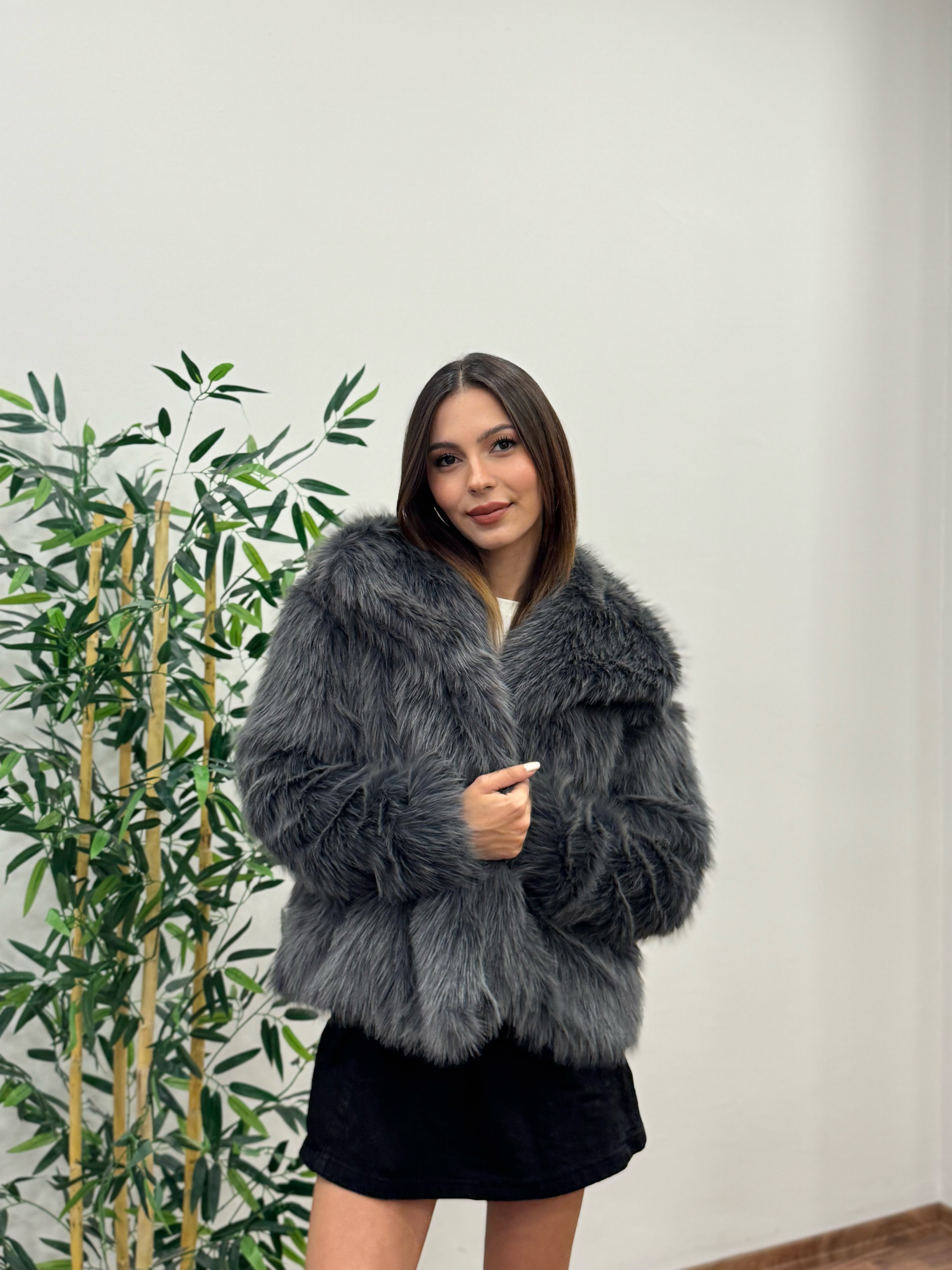 Antrasit Astarlı Cepli Premium Kürk