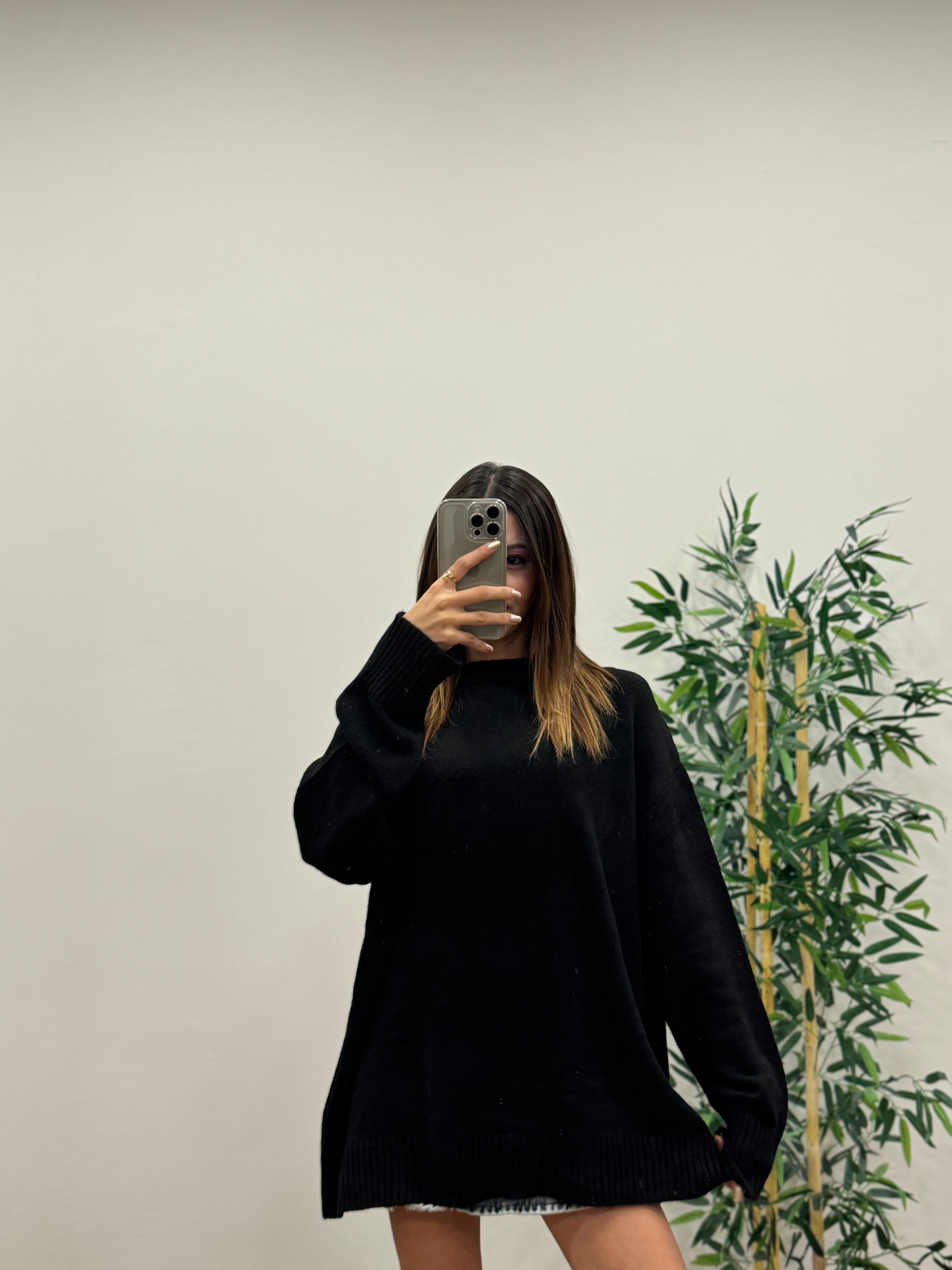 Massi Oversize Siyah Kazak