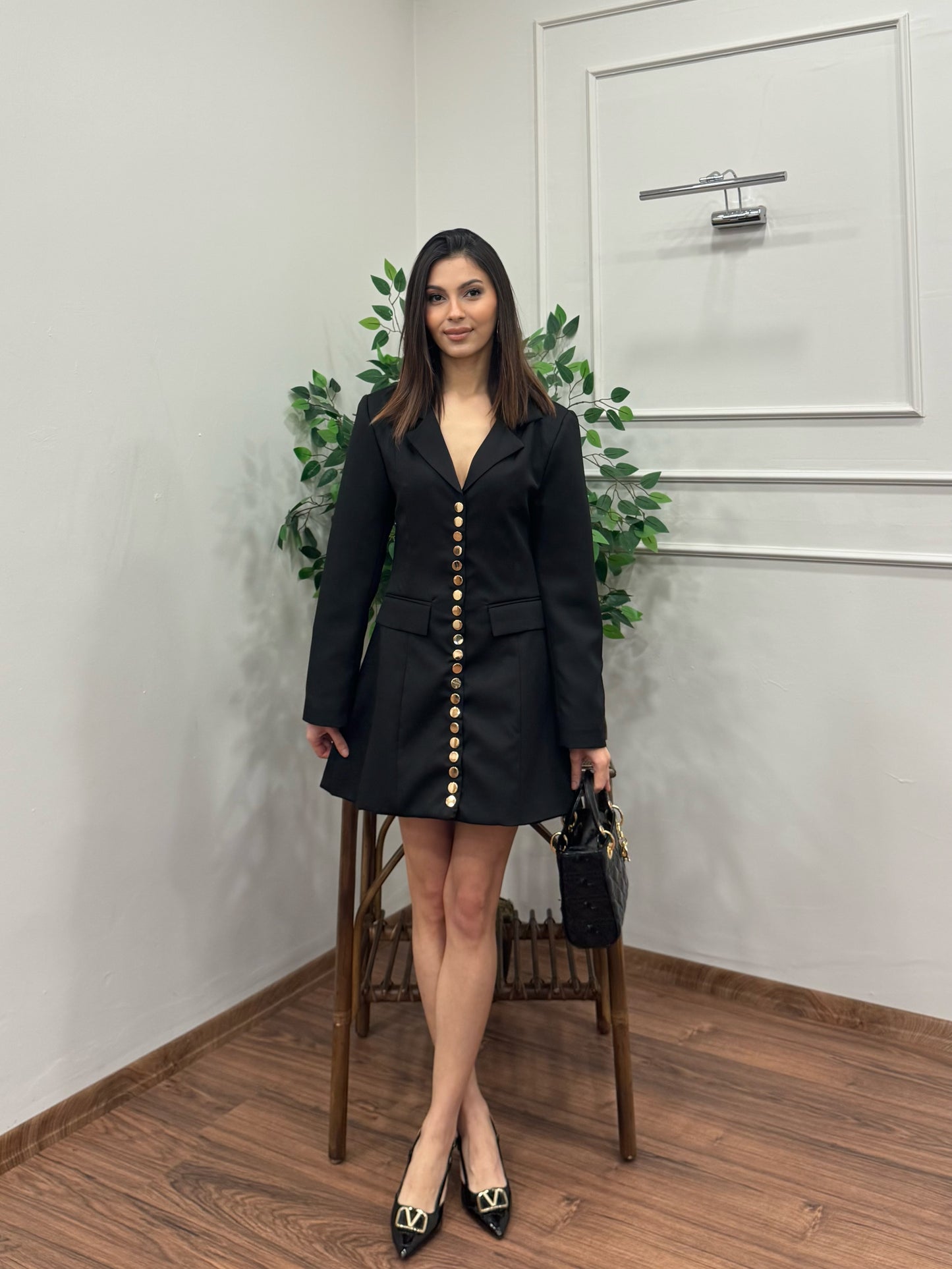 Monro Premium Siyah Blazer Elbise