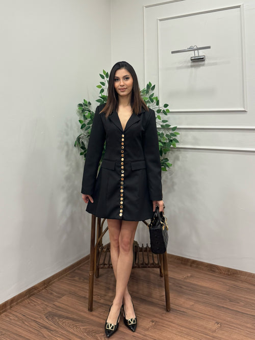 Monro Premium Siyah Blazer Elbise