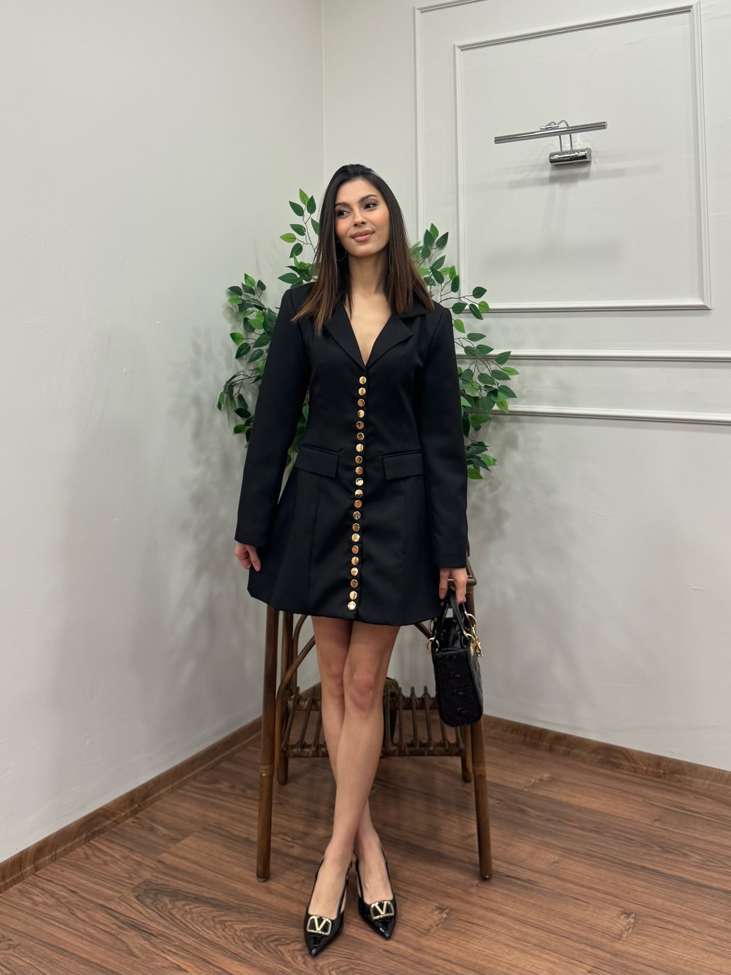 Monro Premium Siyah Blazer Elbise