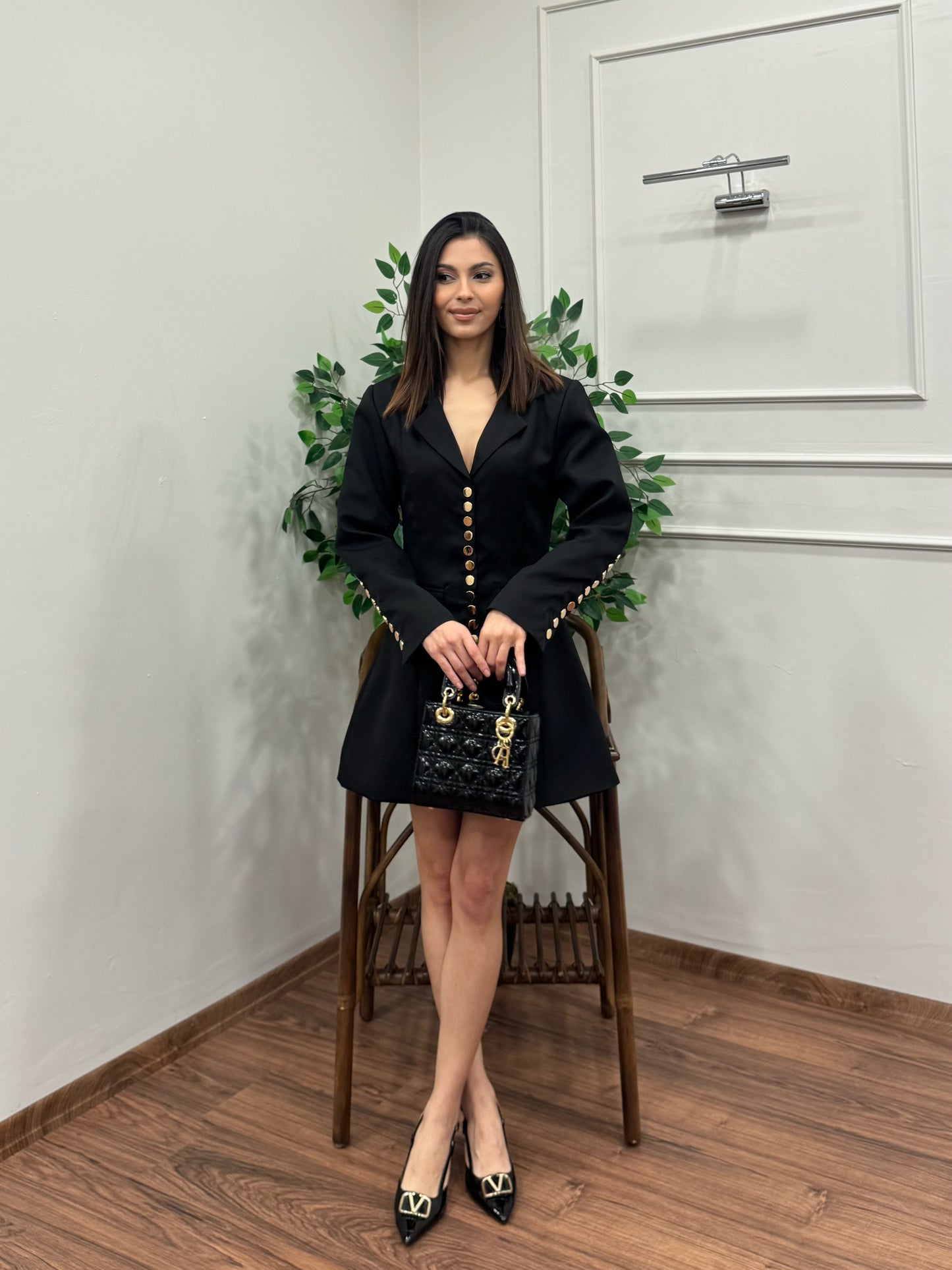 Monro Premium Siyah Blazer Elbise