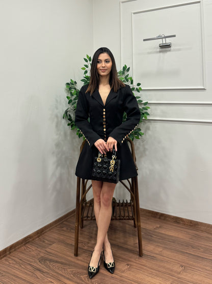 Monro Premium Siyah Blazer Elbise